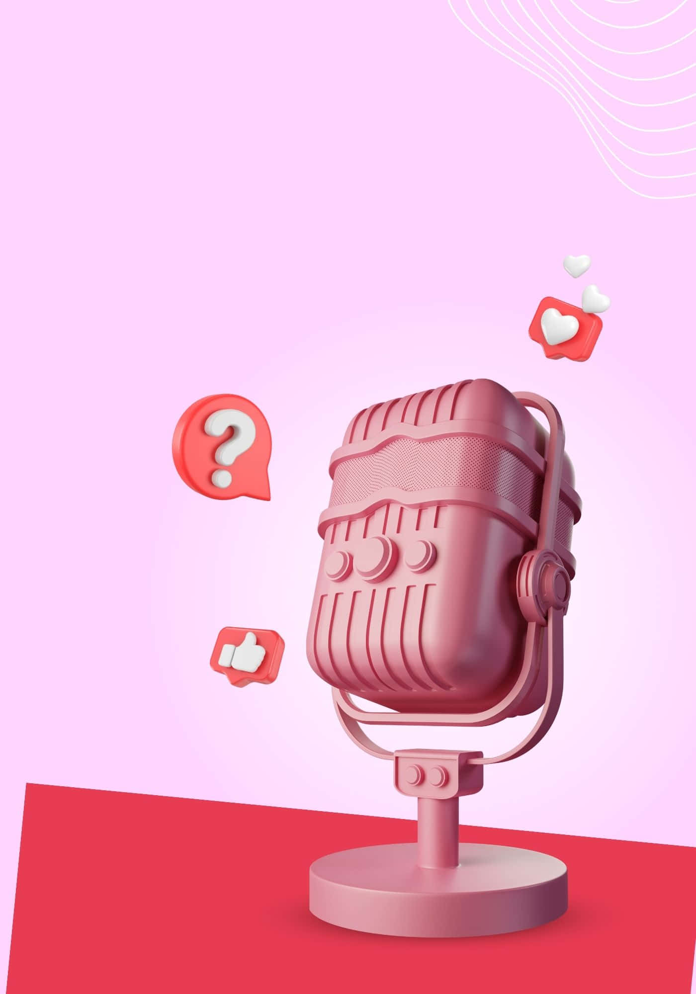 Cool na 3D Pink na Mikropono na Background Wallpaper