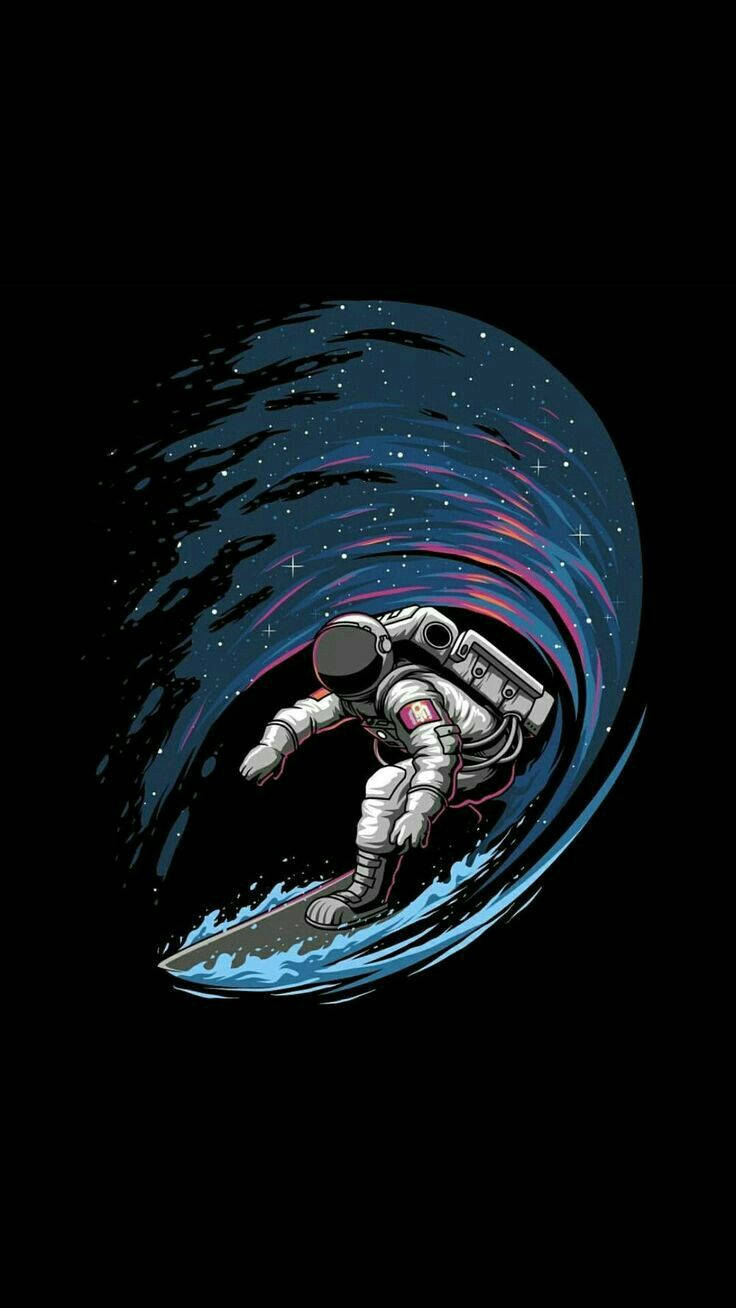 Cool na Astronaut na Nagse-surf Wallpaper