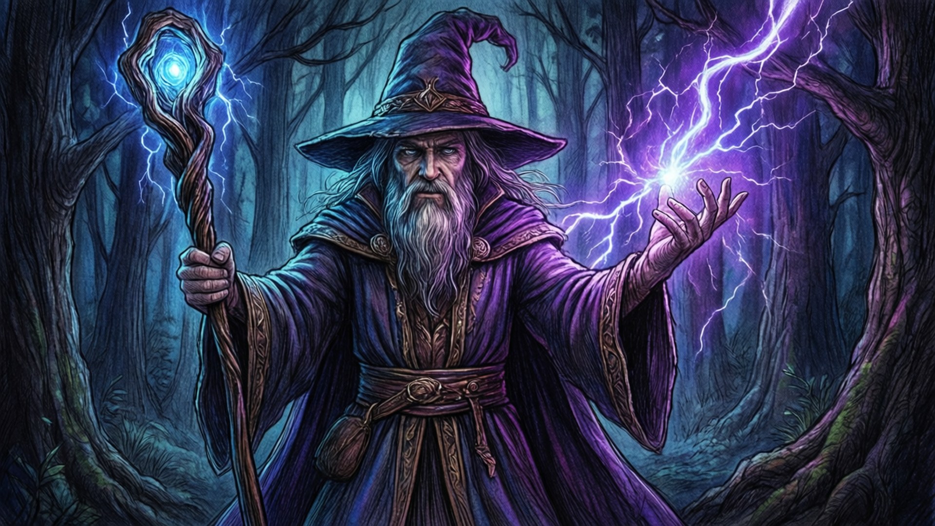 Cool na Drawing ng Wizard na Kidlat Wallpaper