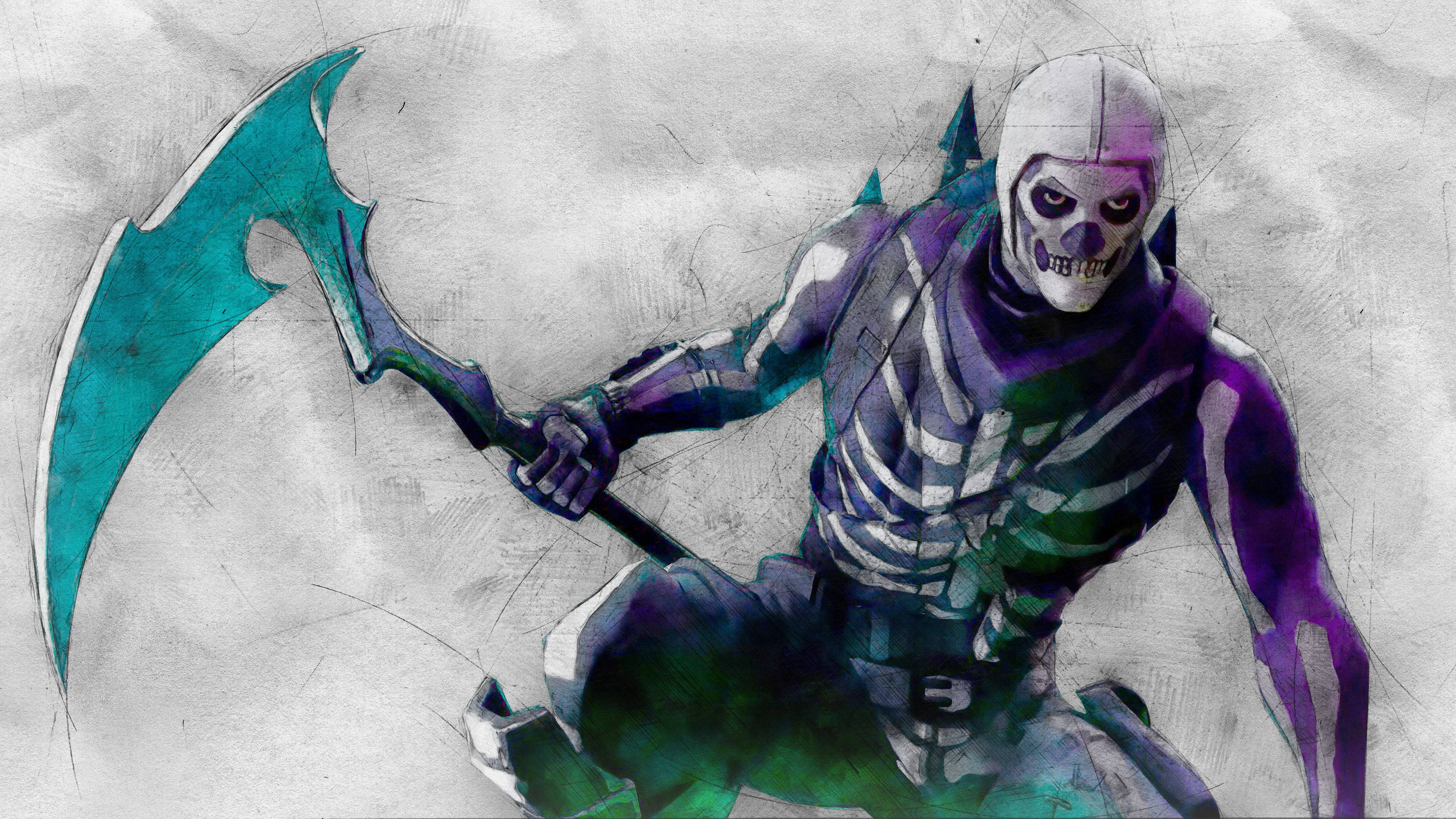 Cool na Fortnite Background na Skull Trooper Wallpaper