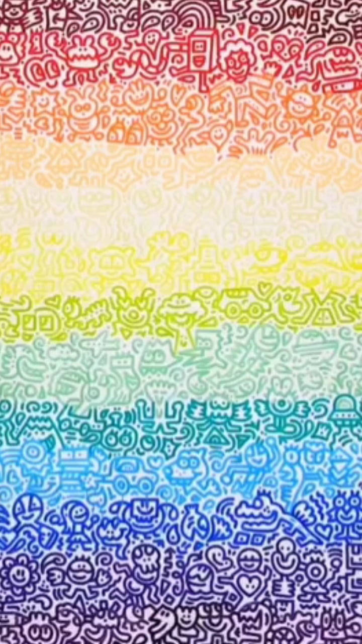 Cool na Guhit na Rainbow Doodle Wallpaper