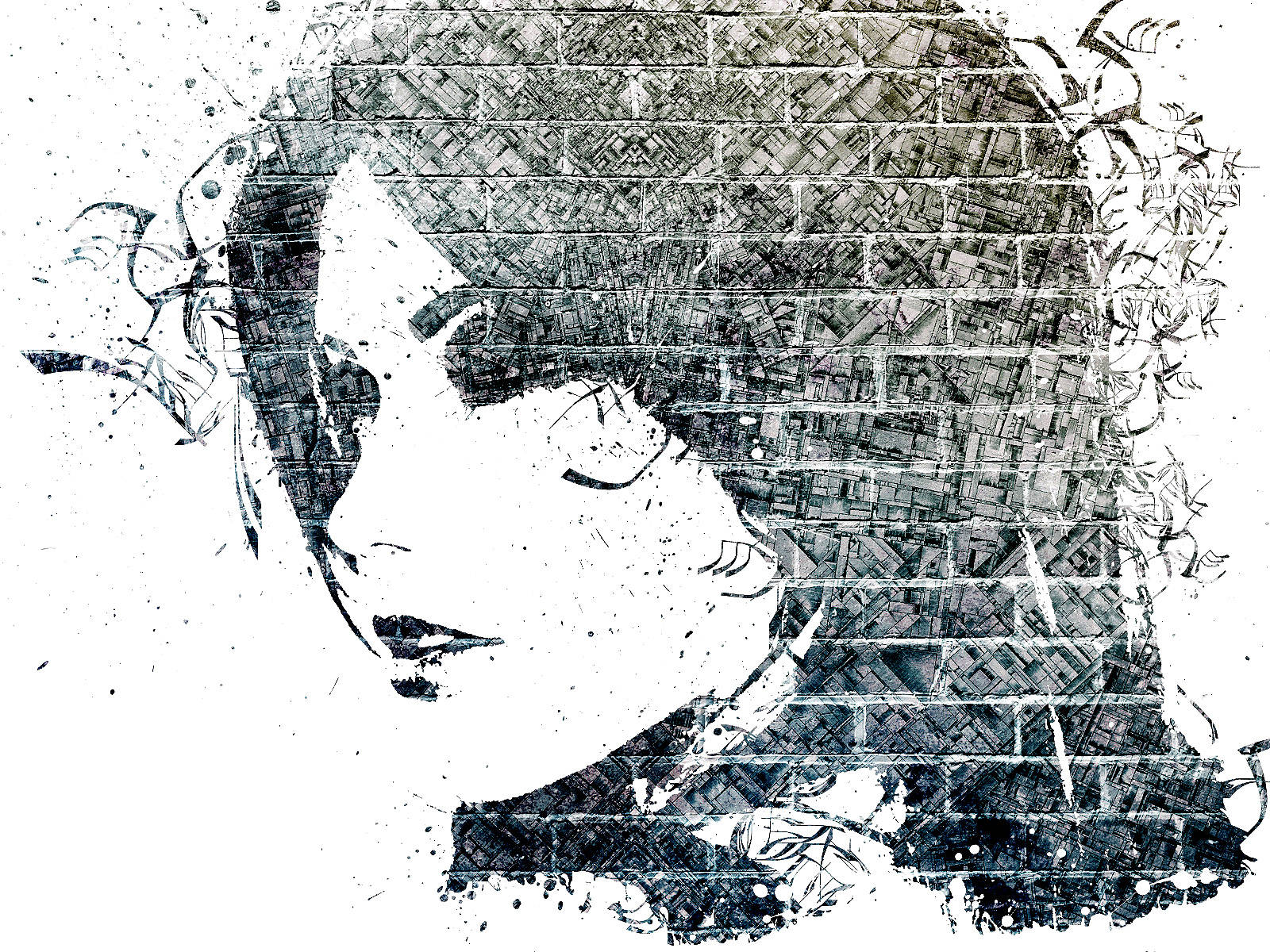 Cool na Guhit sa Brick Wall Wallpaper