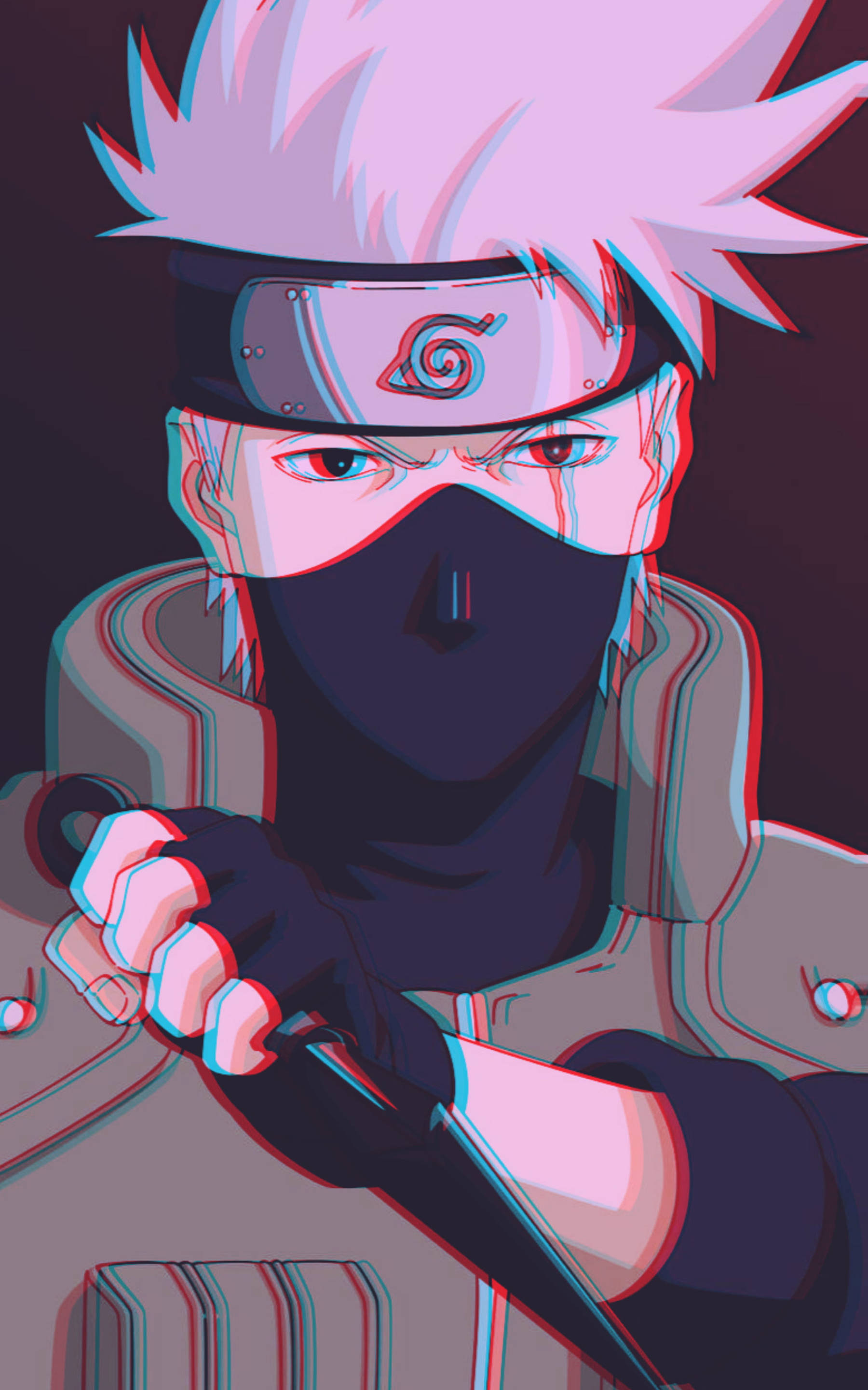 Cool na Kakashi Glitch Art Wallpaper