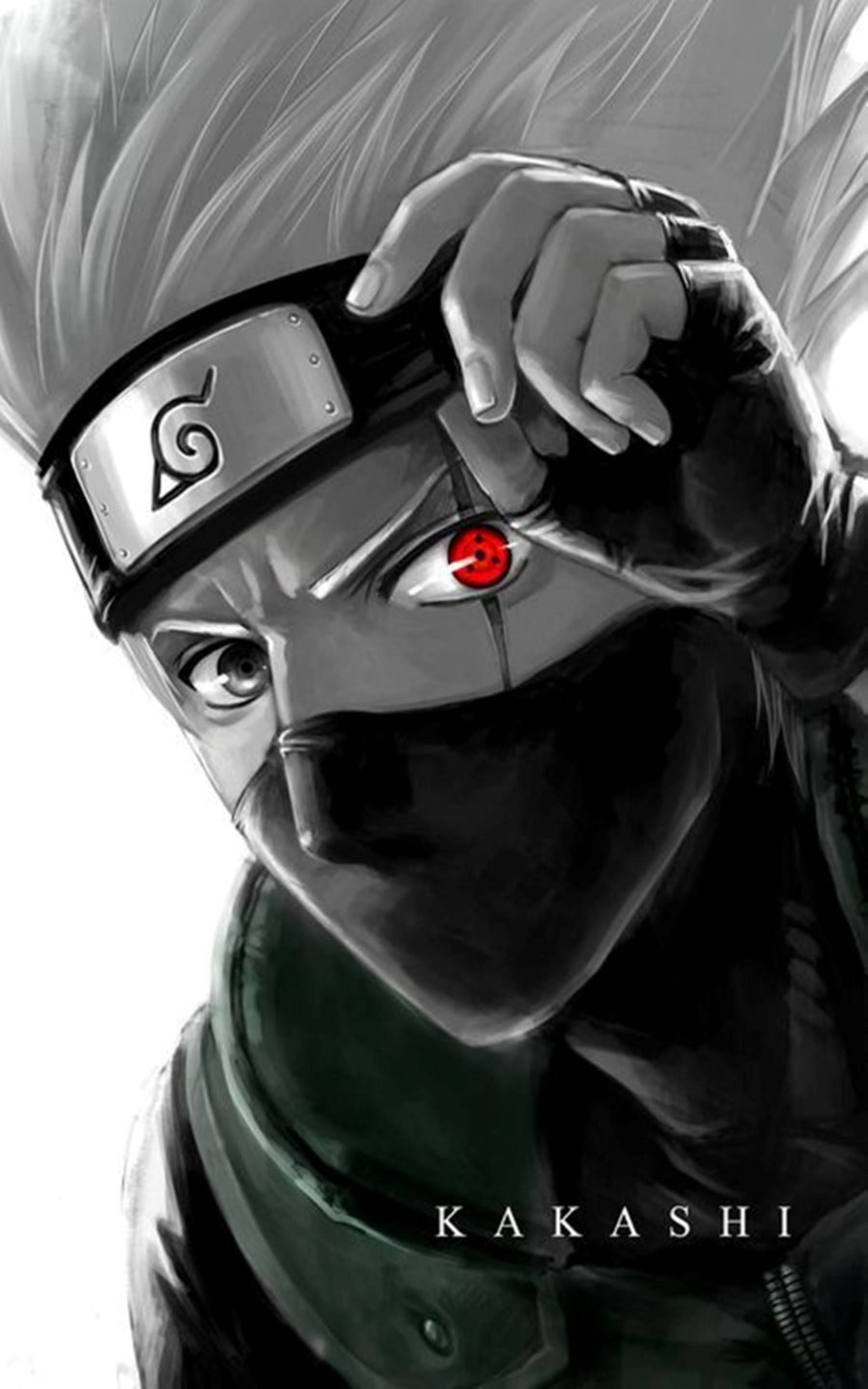 Cool na Kakashi na May Pulang Mata Wallpaper