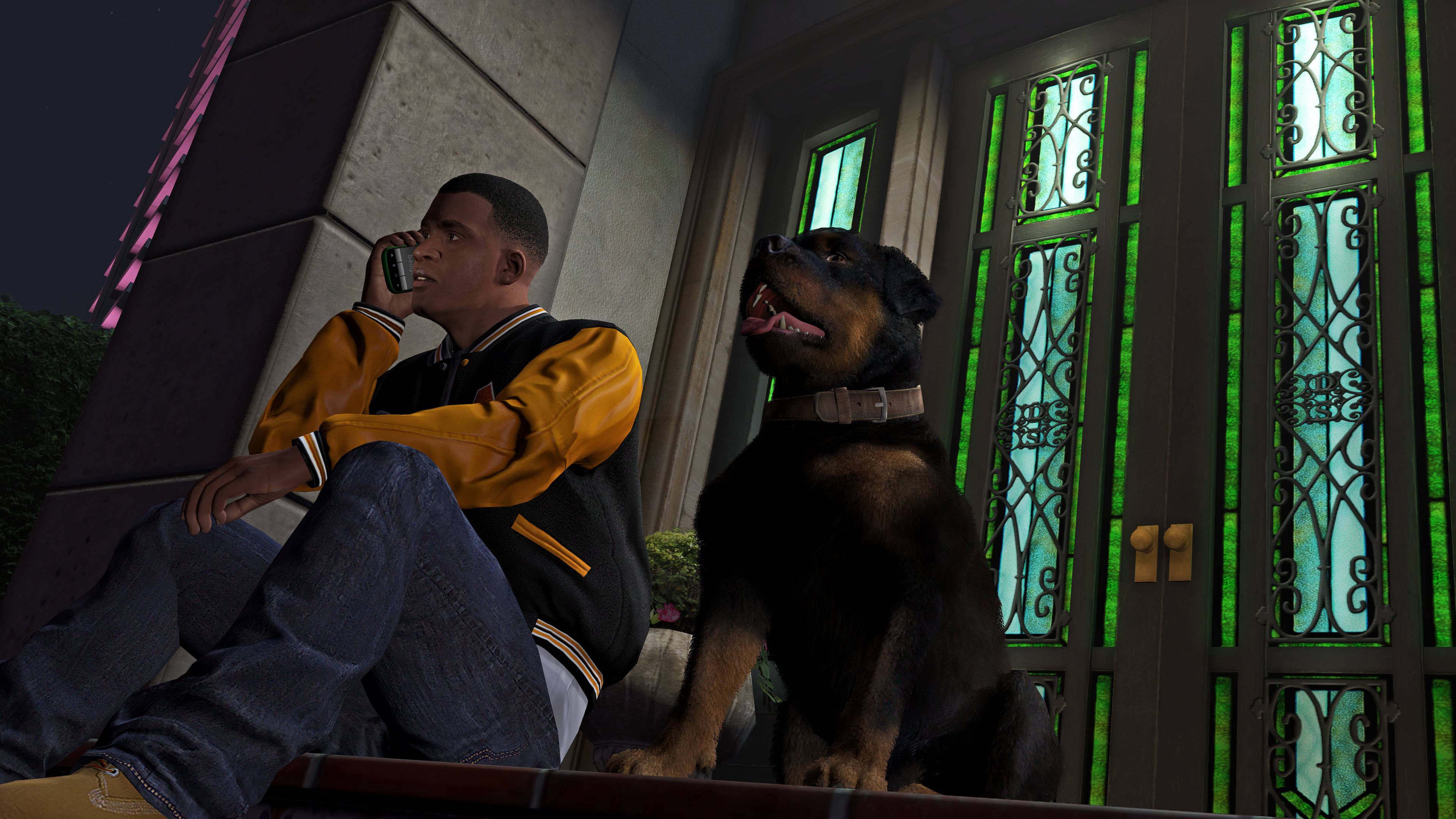 Cool na Lalaki at Aso sa GTA Wallpaper