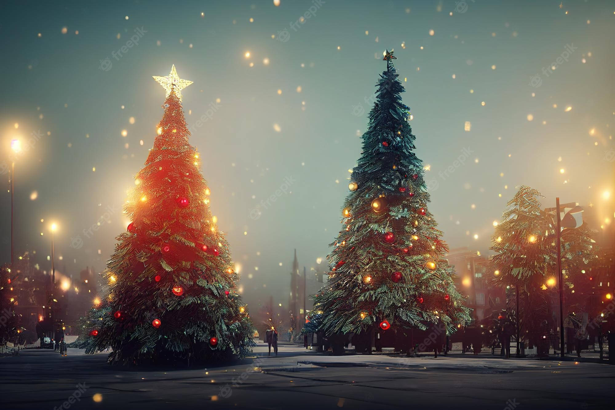 Cool na Makinang na Christmas Tree para sa Desktop Wallpaper