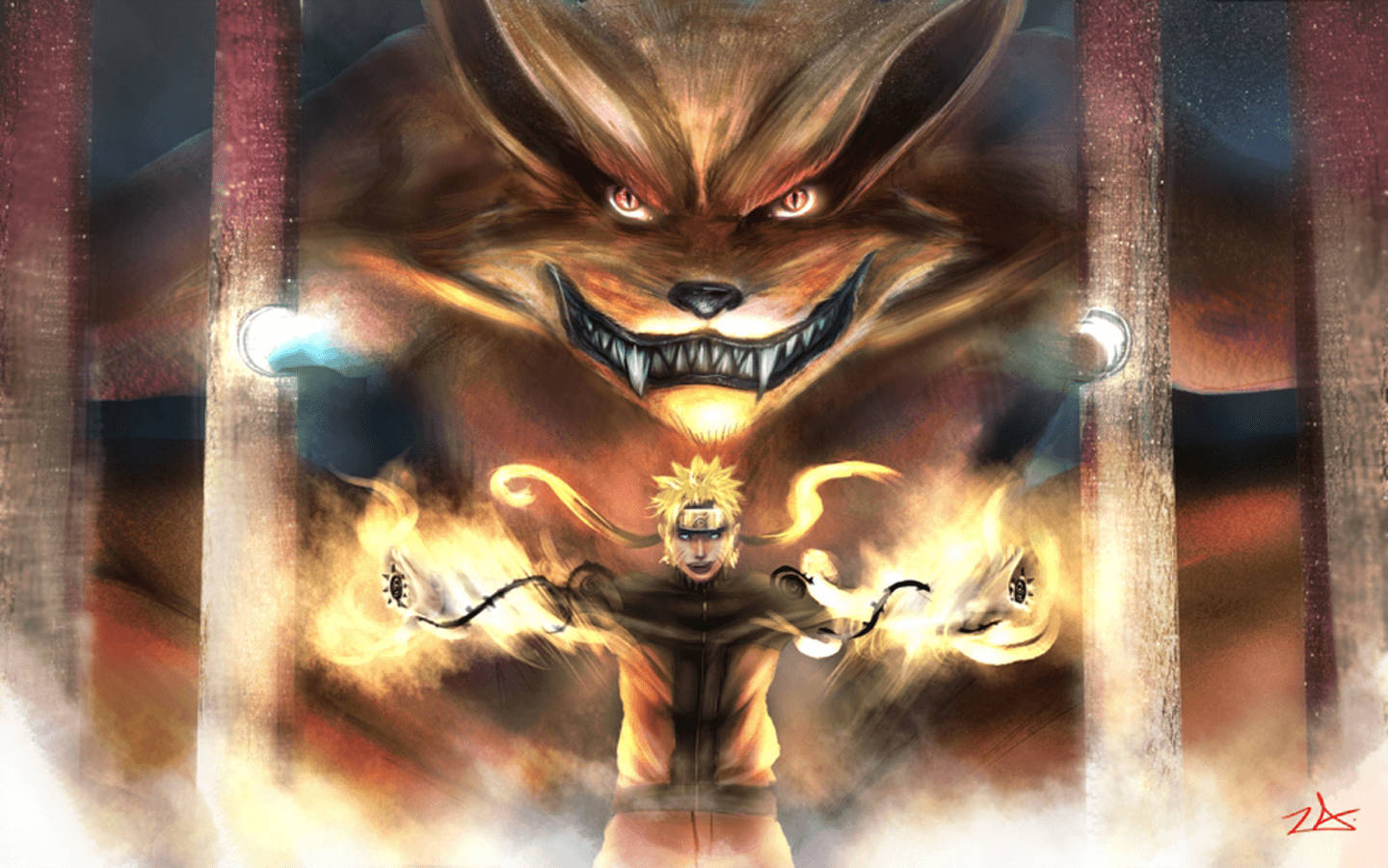 Cool na Naruto na Nag-aapoy na Kurama Wallpaper