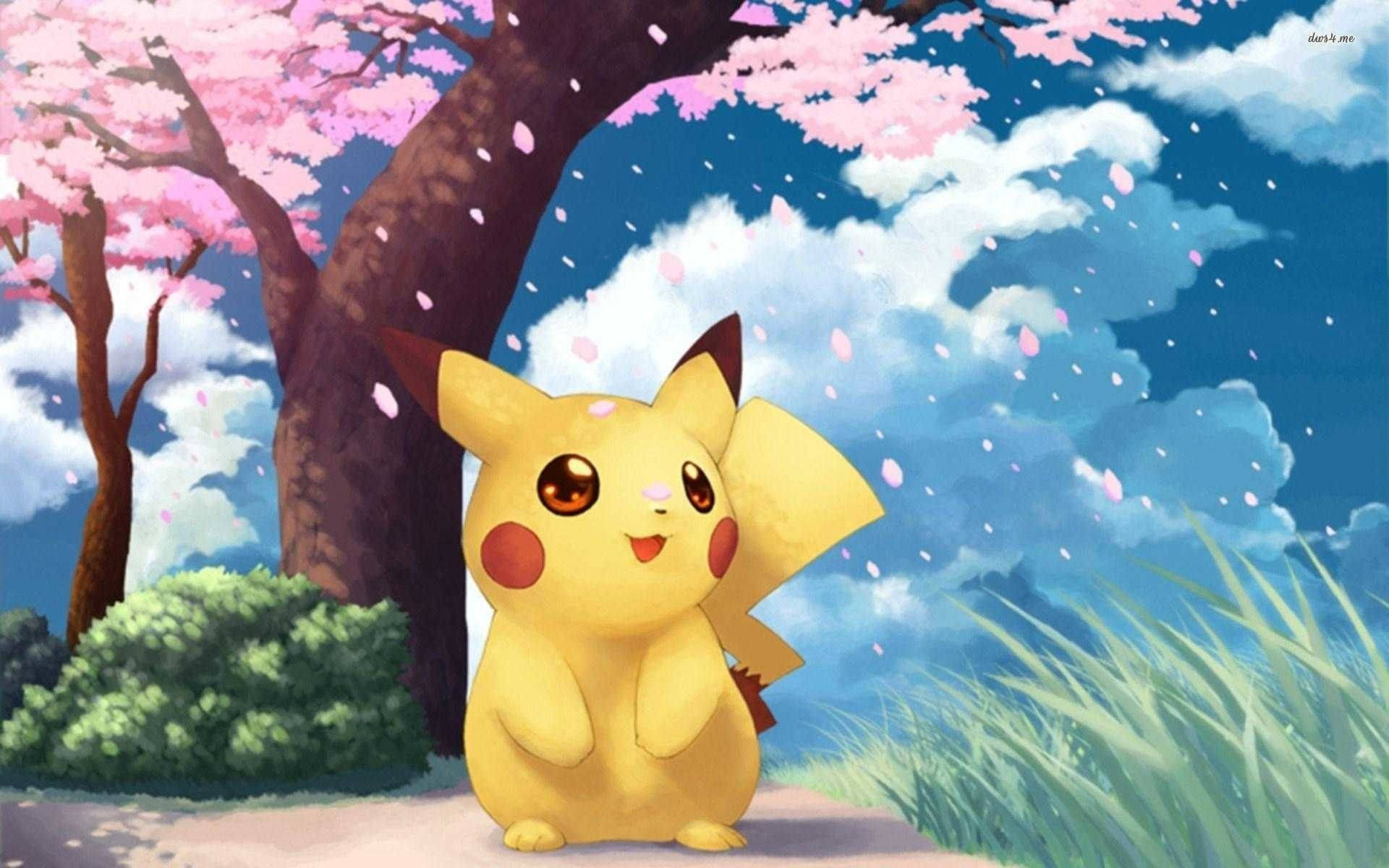 Cool na Pokemon Pikachu Cherry Blossom Wallpaper