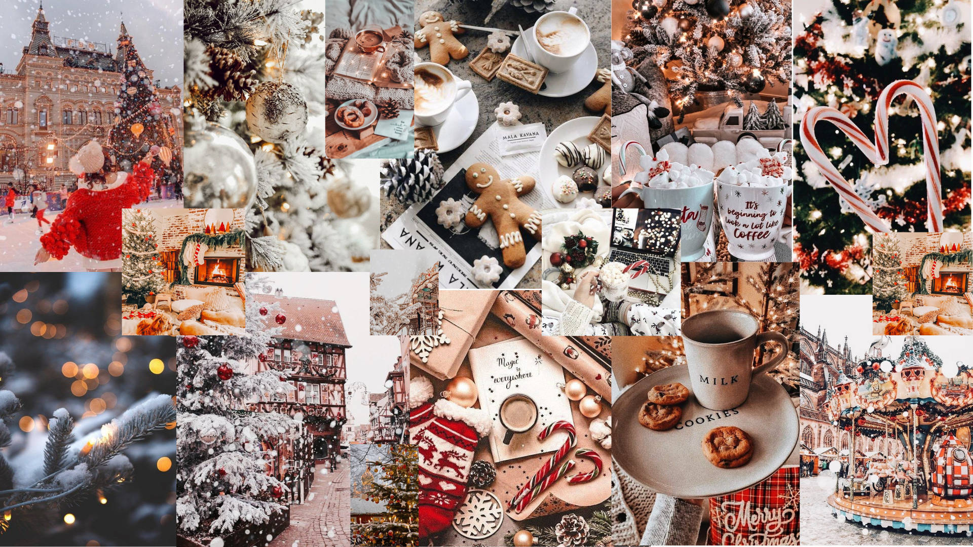 Cool na Preppy Christmas Collage Wallpaper