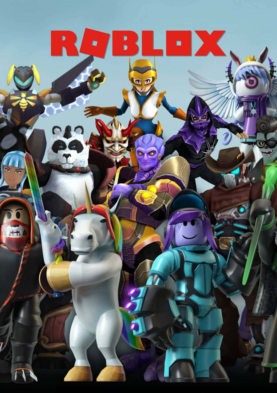 Cool Poster ng mga Karakter sa Roblox para sa iPhone Wallpaper