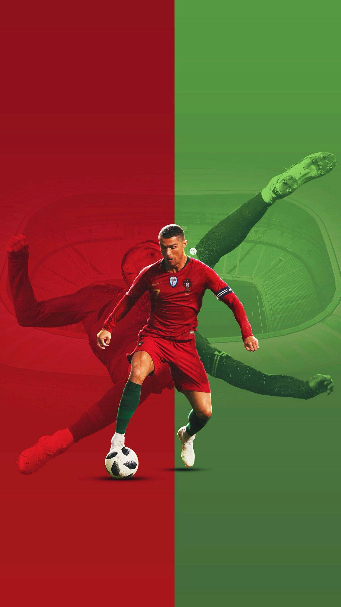 Cool Red at Green na Tema ni Cristiano Ronaldo Wallpaper