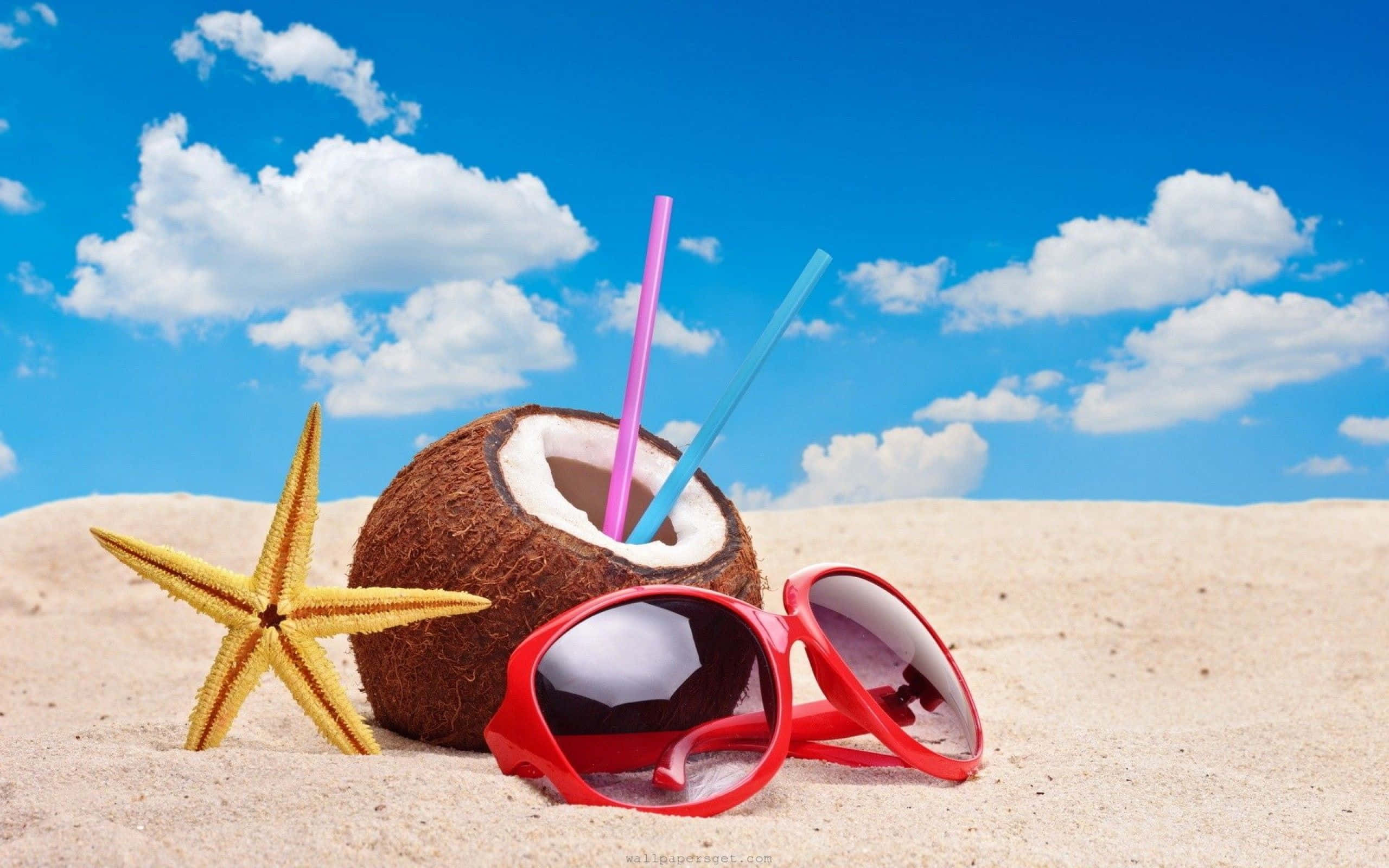 Cool Summer Coconut At Sunglasses Wallpaper