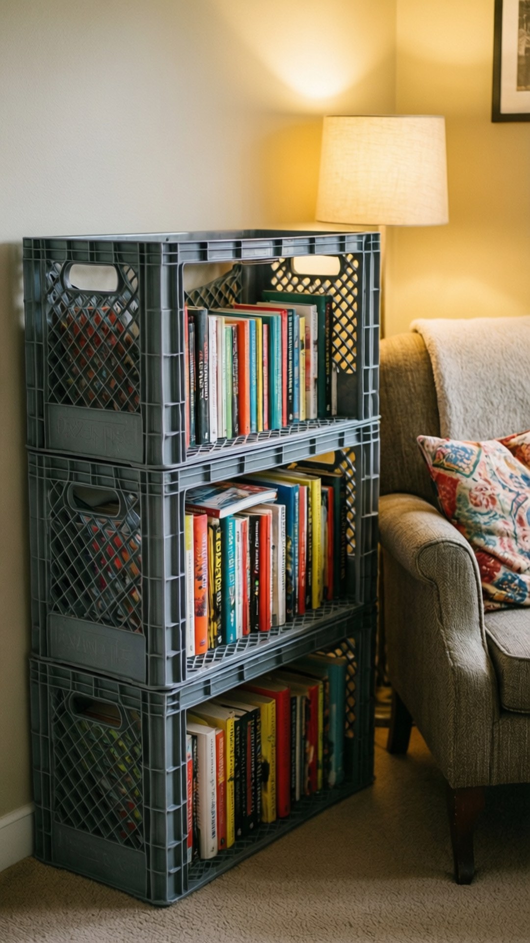 Crate Bookshelf Cozy Wallpaper