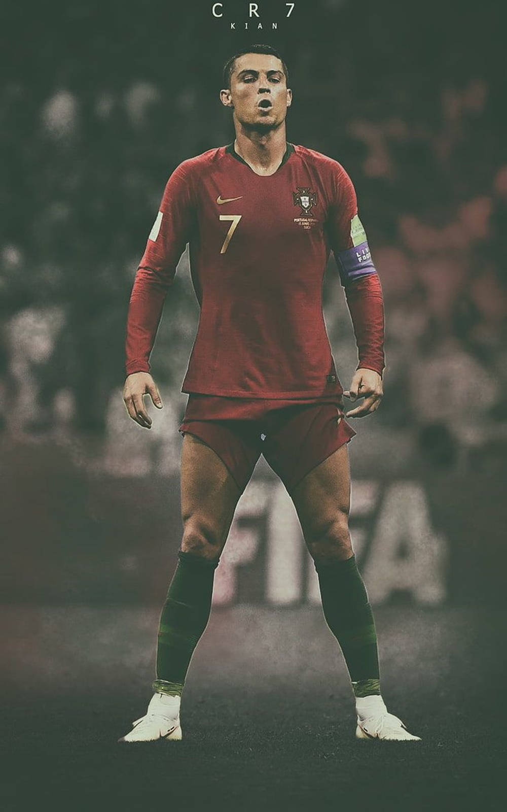 Cristiano Ronaldo Cool Jersey na Pula ng FPF Wallpaper