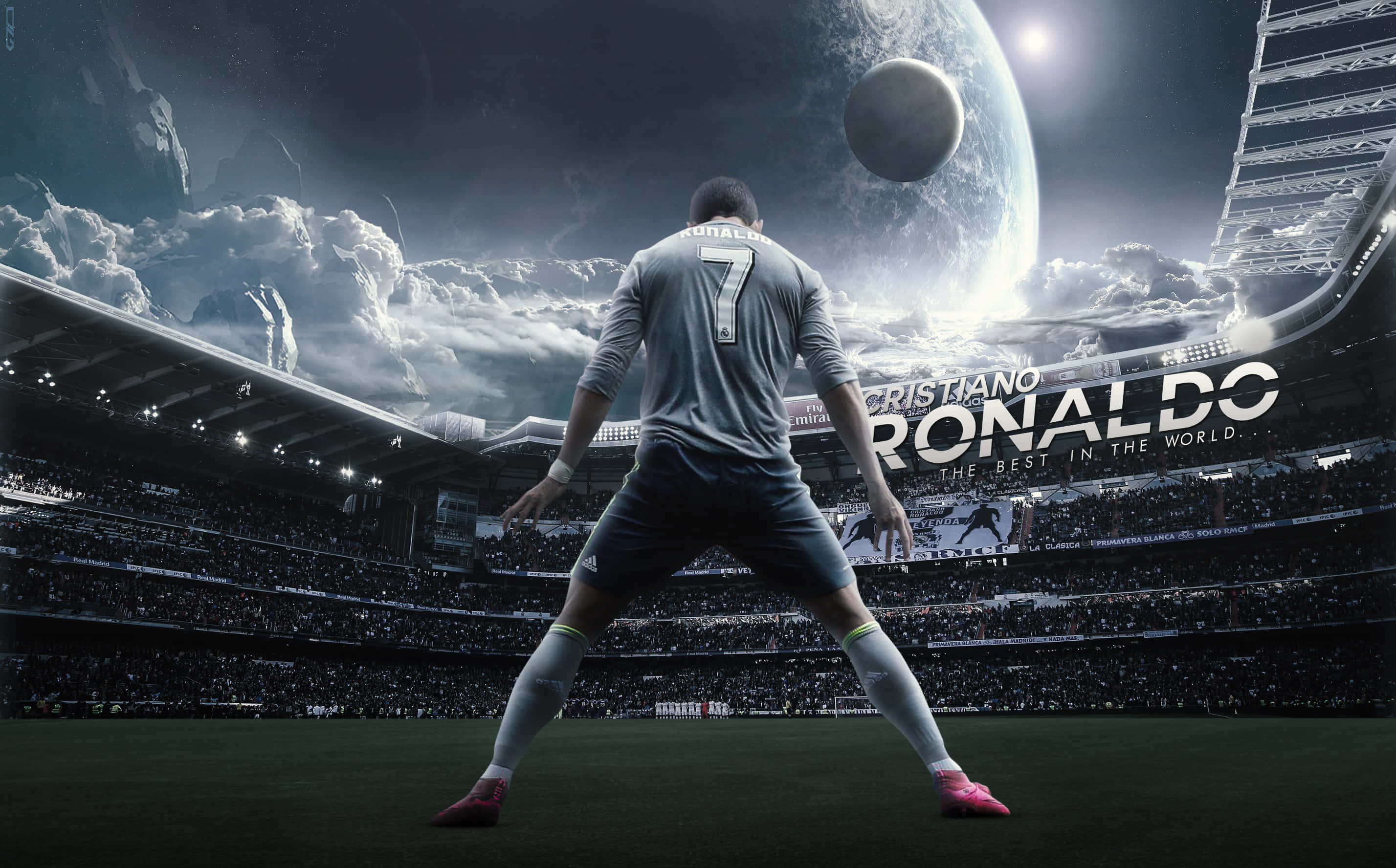 Cristiano Ronaldo na ipinagdiriwang ang isang goal sa field Wallpaper