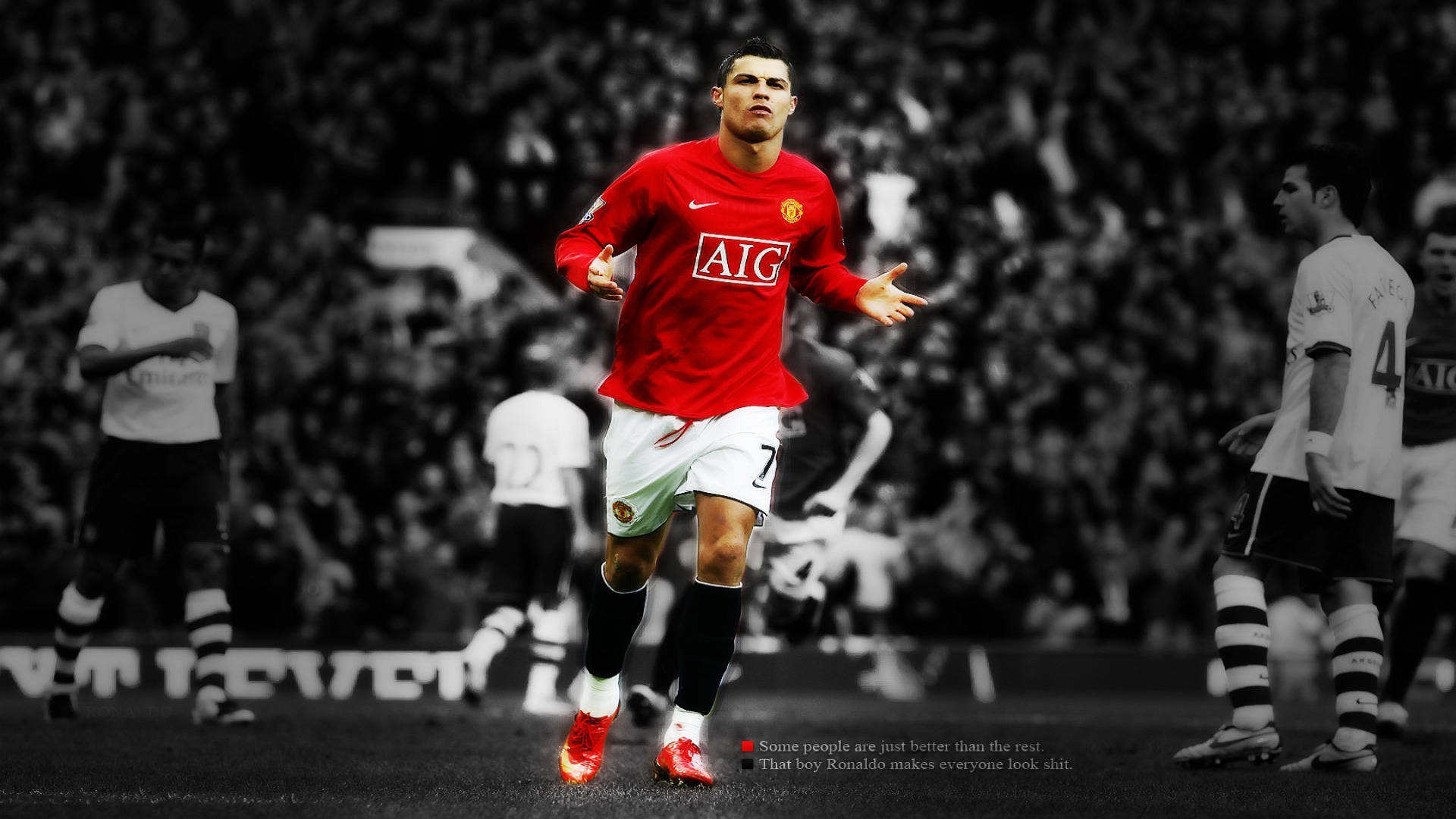 Cristiano Ronaldo noong kanyang mga araw sa Manchester United. Wallpaper