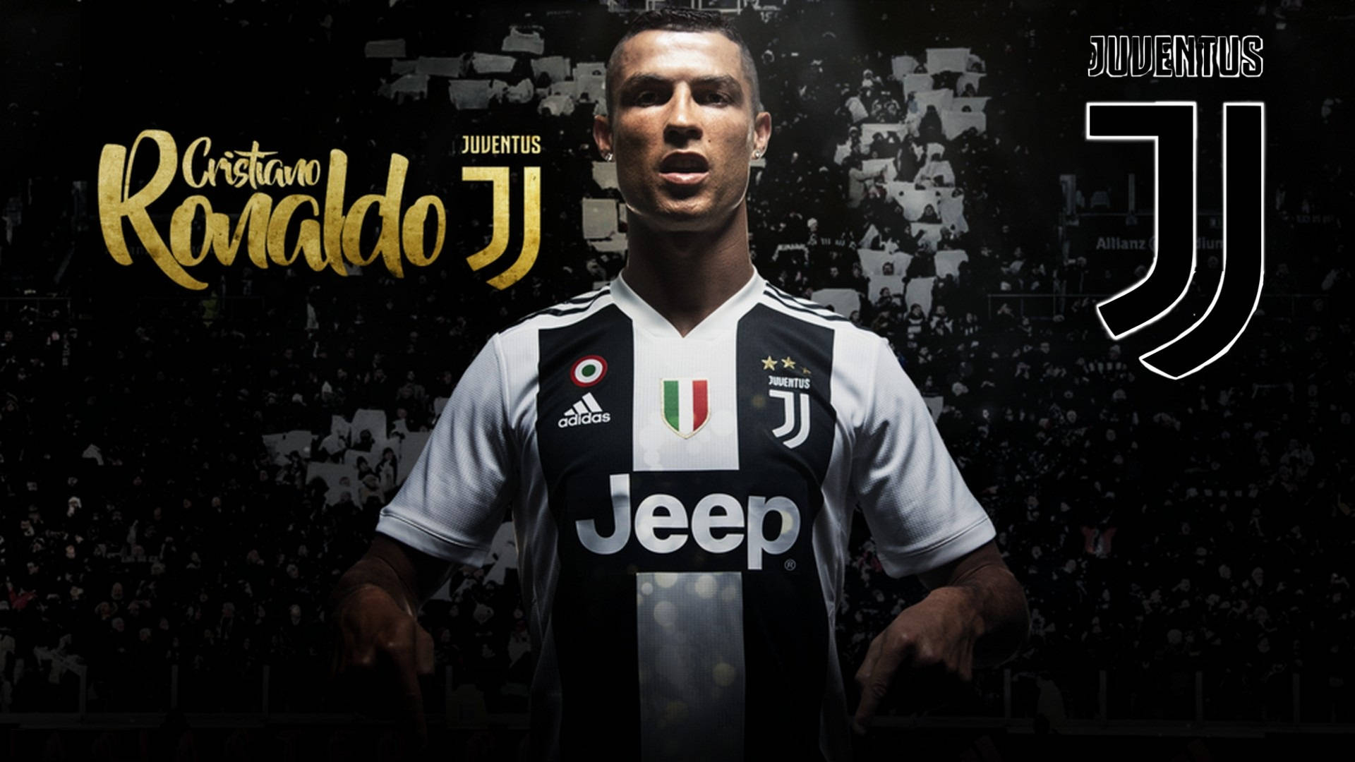 Cristiano Ronaldo sa kanyang home jersey habang naghahanda siyang pumasok sa field bilang bahagi ng makapangyarihang Juventus squad Wallpaper