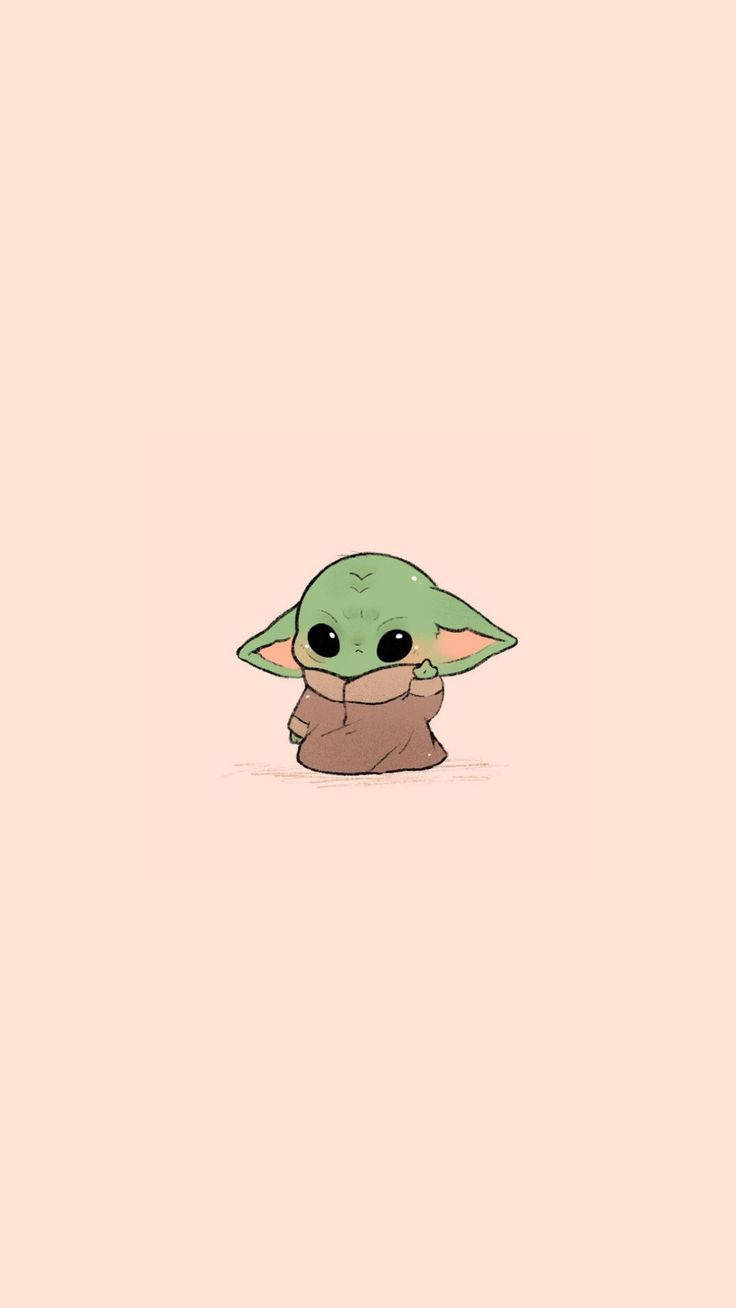 Cute Aesthetic Cartoon Grogu ang Mandalorian Wallpaper