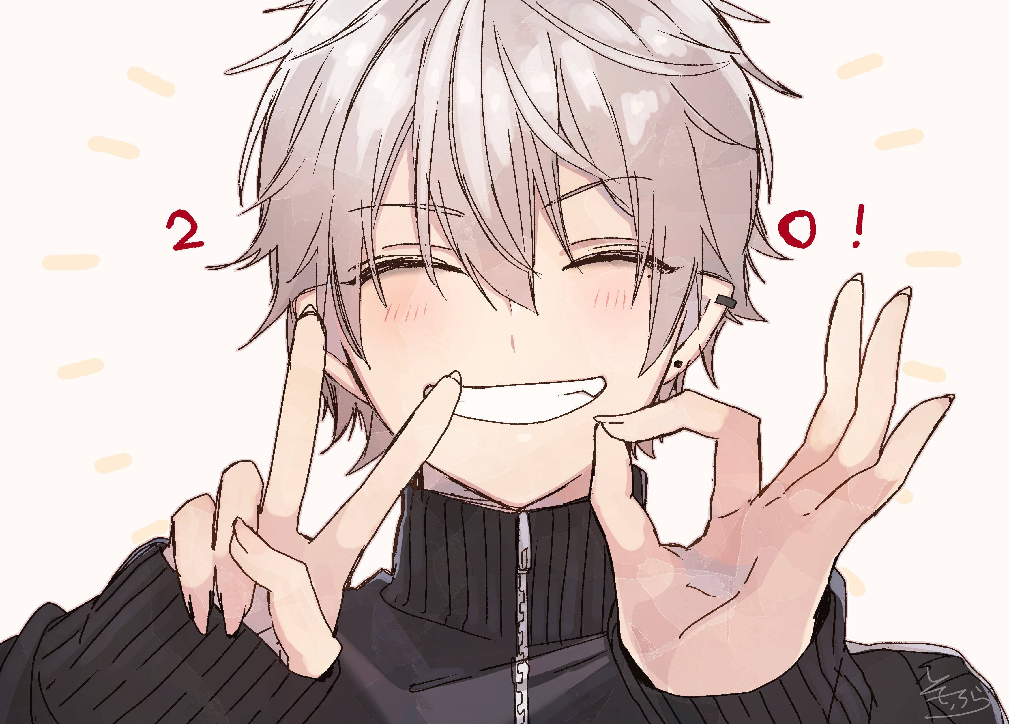 Cute Anime Boy na Puting Buhok Wallpaper