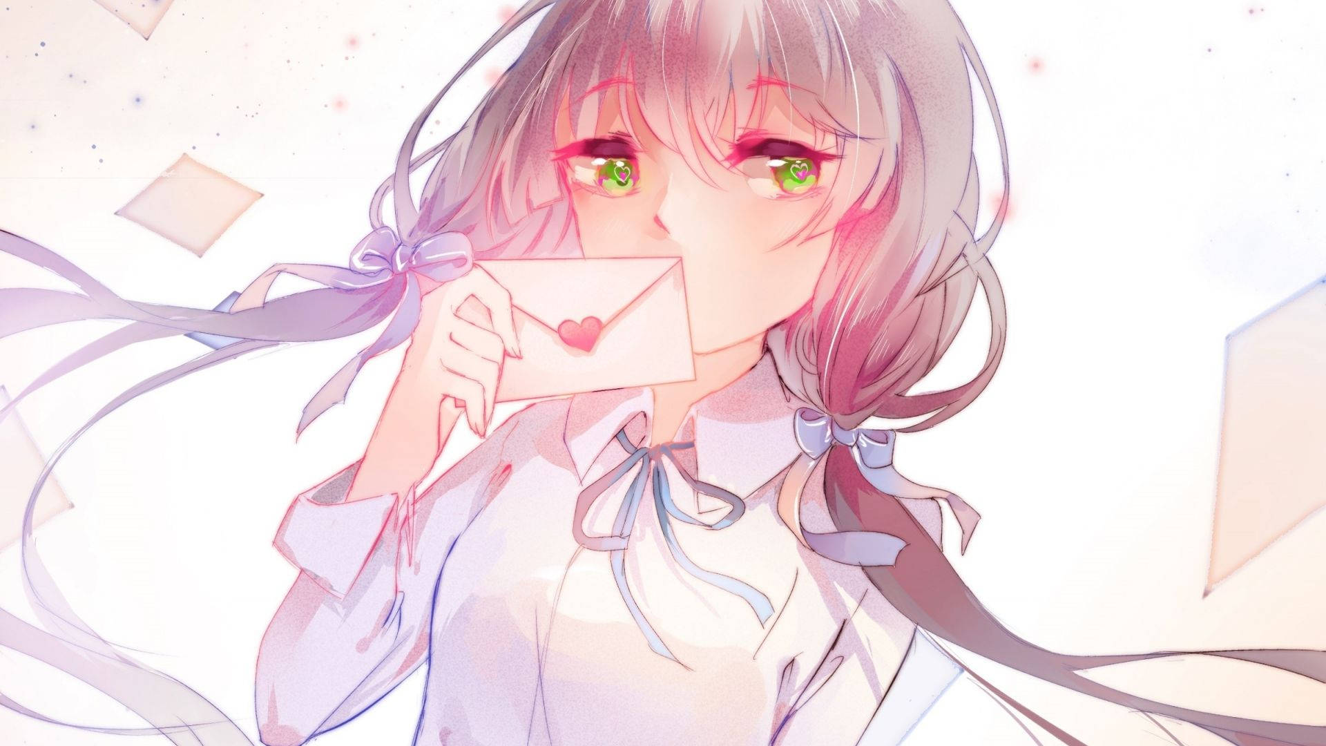 Cute Anime PFP na Babaeng May Berdeng Mata Wallpaper