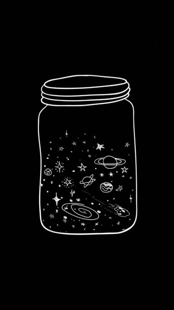 Cute Black and White Aesthetic Galaxy sa Loob ng Bote Wallpaper