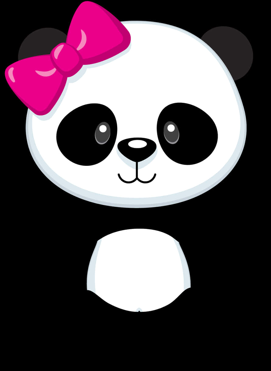 Cute Cartoon Panda na may Pink na Bow Wallpaper