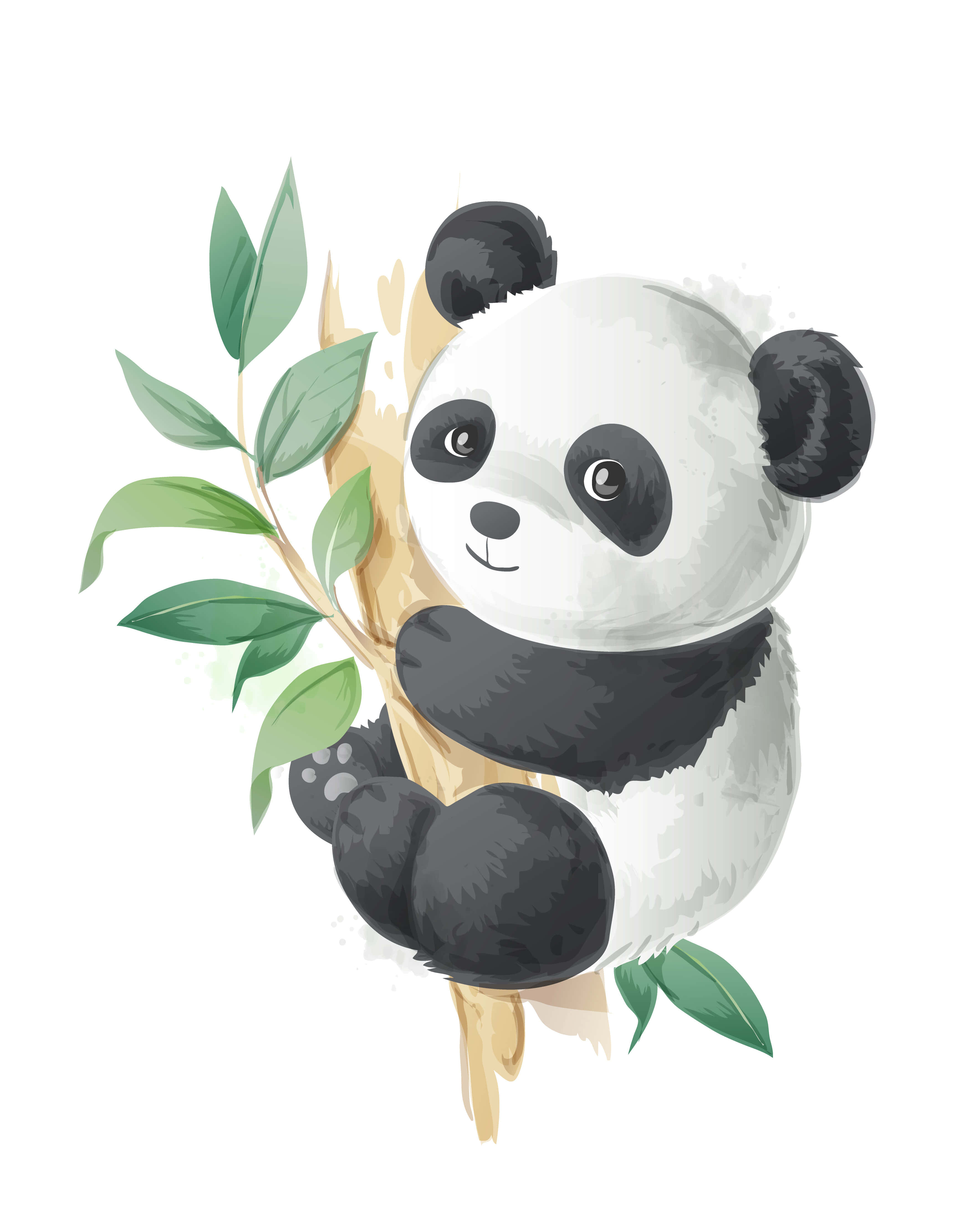 Cute Cartoon Panda Sa Sanga Ng Puno Wallpaper