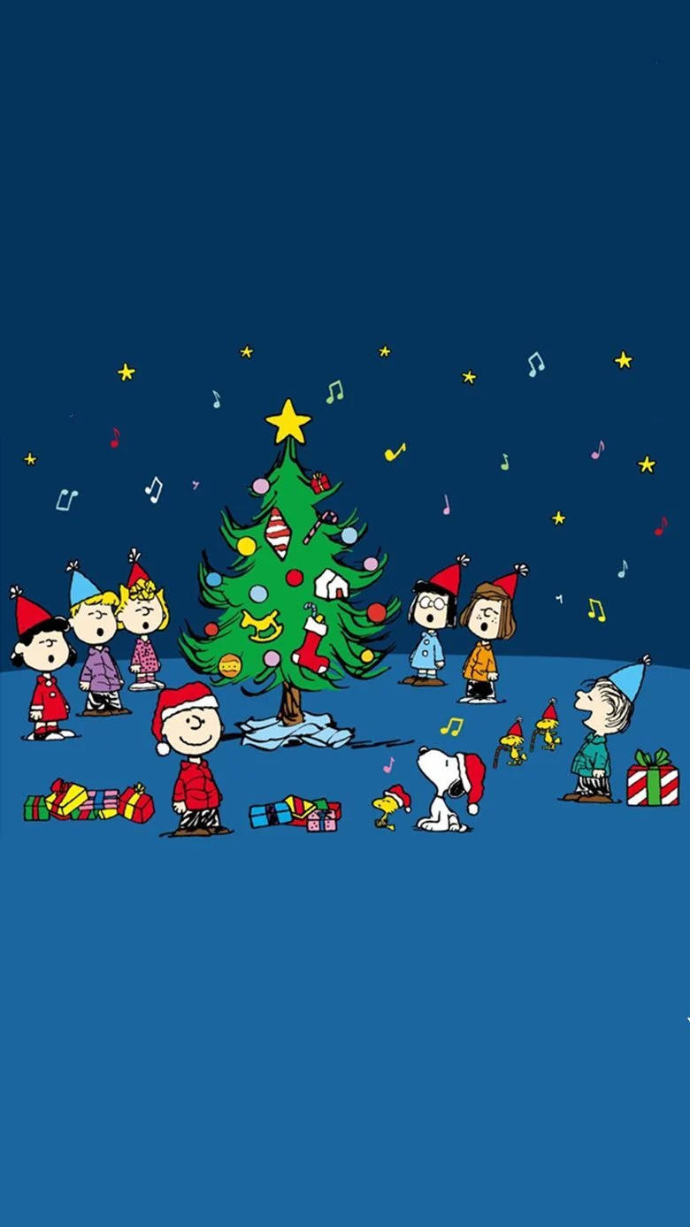 Cute Christmas Charlie Brown at Mga Kaibigan Wallpaper
