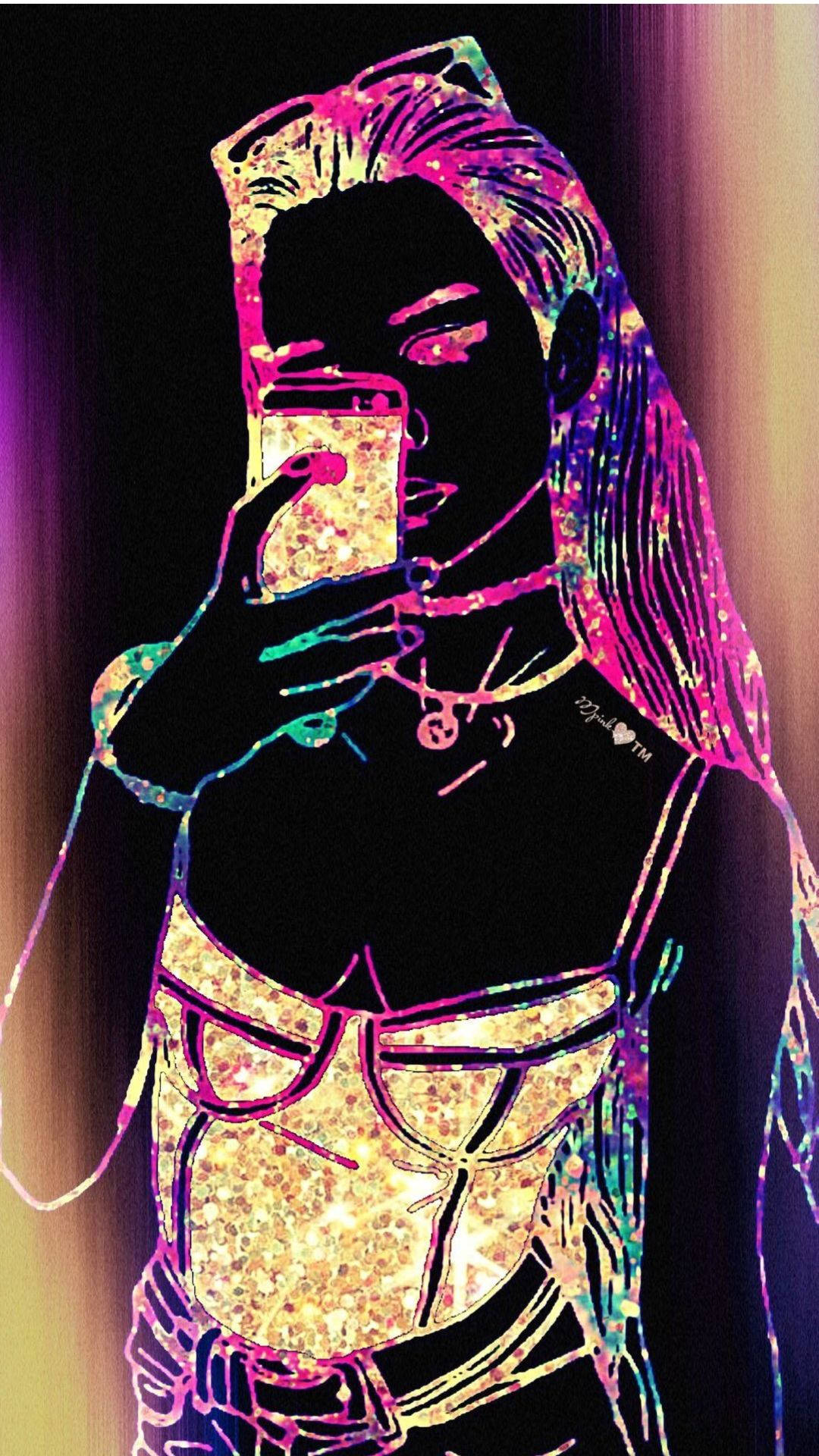 Cute Galaxy Girl na Nagse-selfie Wallpaper