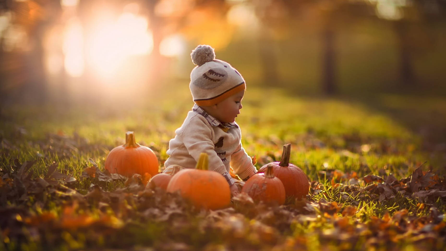 Cute Halloween Baby Sa Park Wallpaper