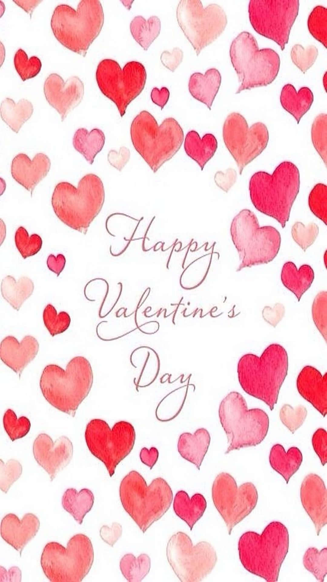 Cute Happy Valentine Day na May Pininturahang Puso Wallpaper