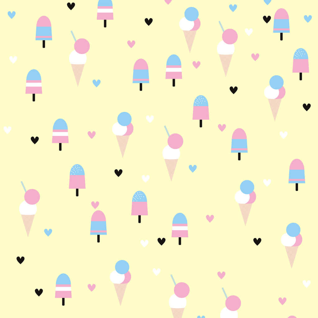 Cute Ice Cream Sa Pastel Yellow Wallpaper