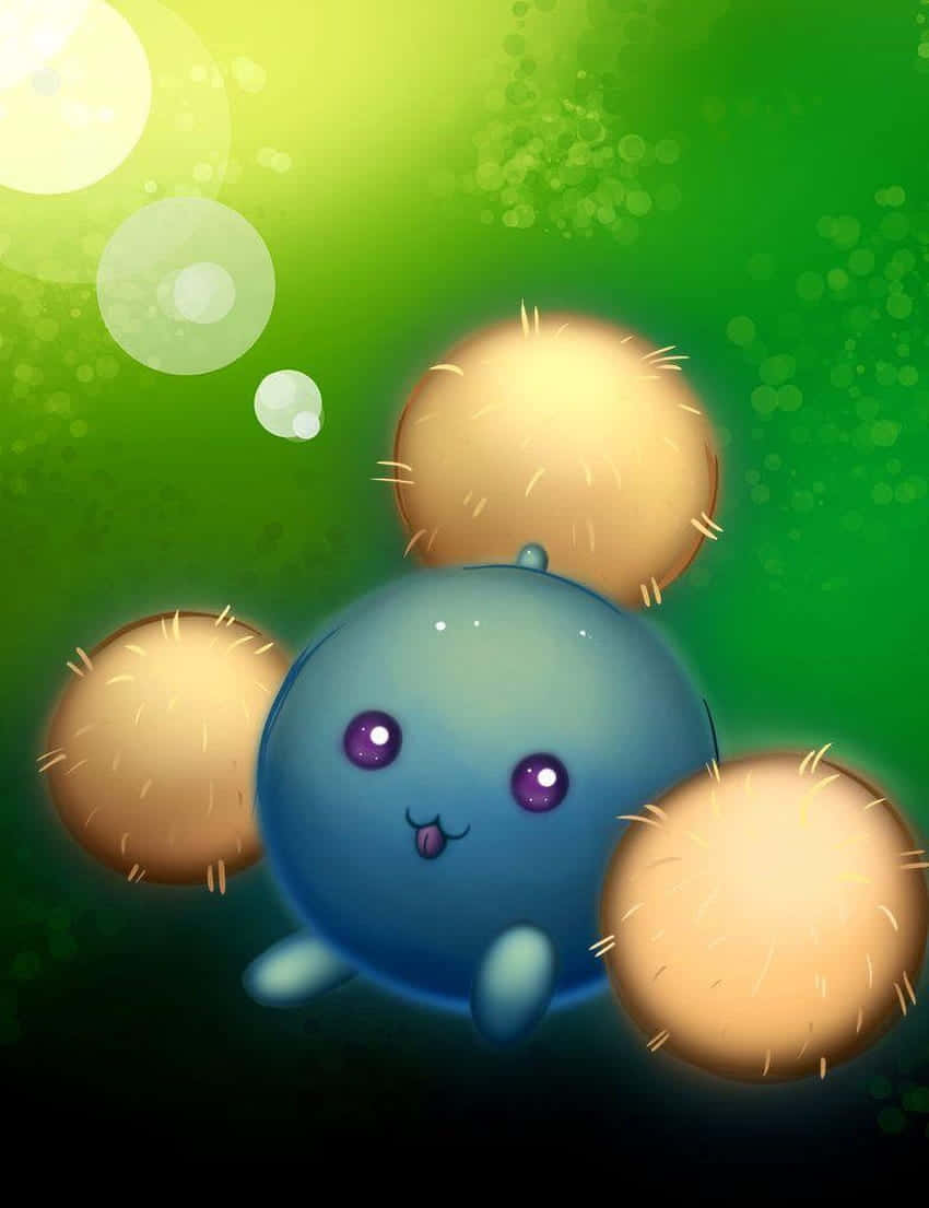 Cute Jumpluff Sa Green Abstract Background Wallpaper