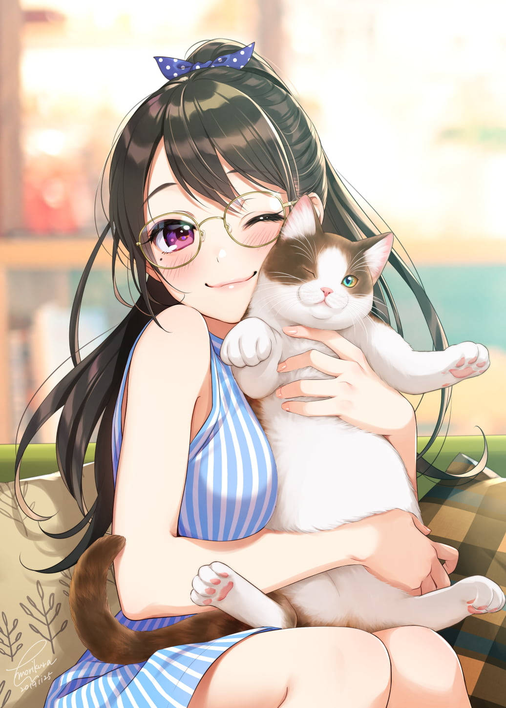 Cute Kawaii Anime Girl At Pusa Wallpaper