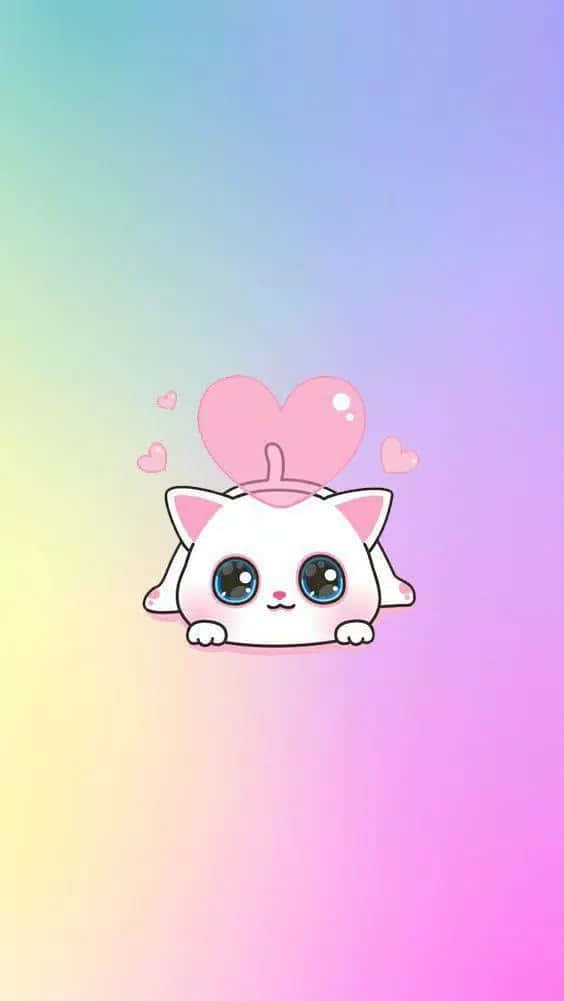 Cute Kawaii na Mahal na Pusa Cartoon Wallpaper