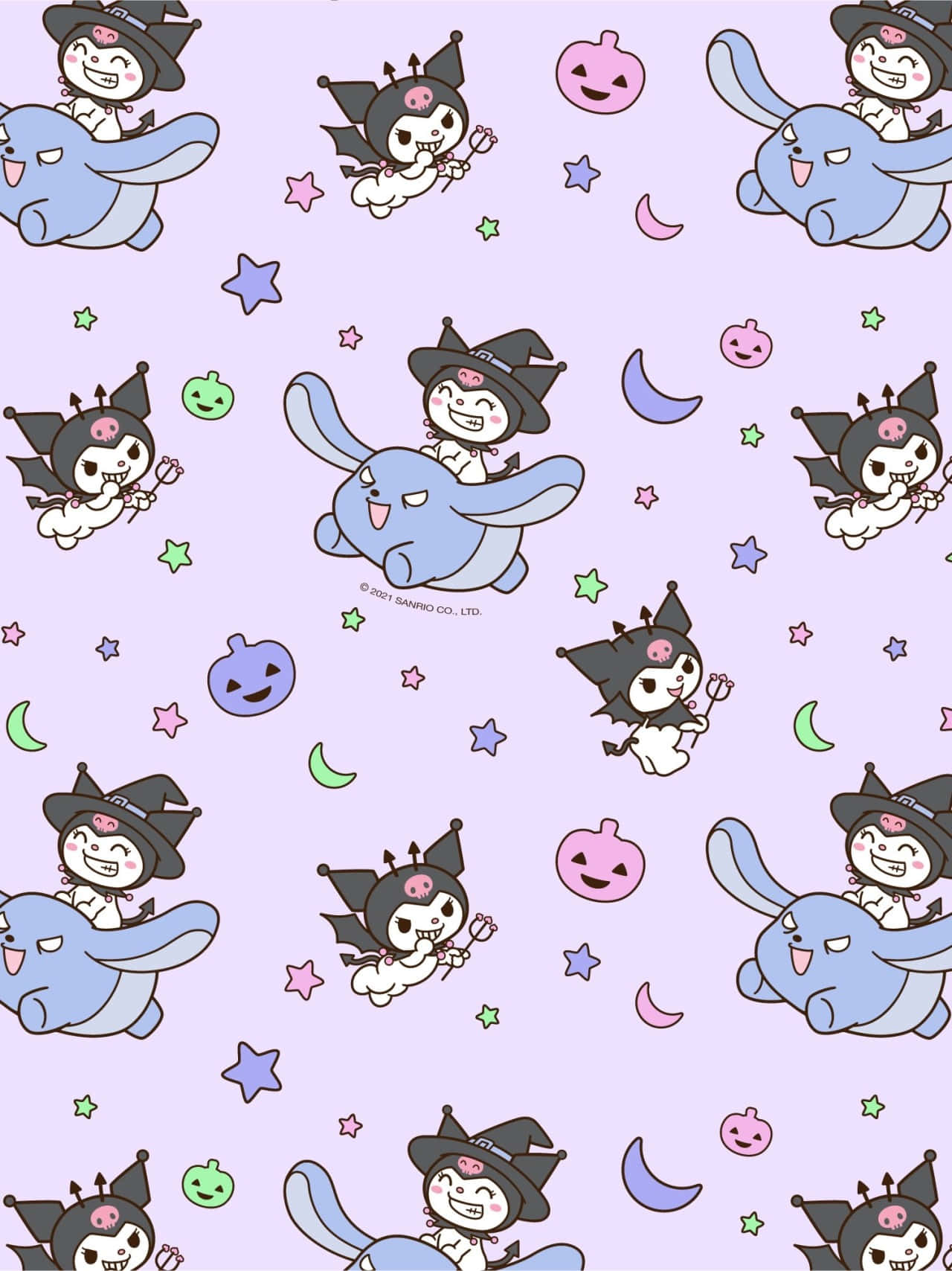 Cute Kuromi Pattern Wallpaper