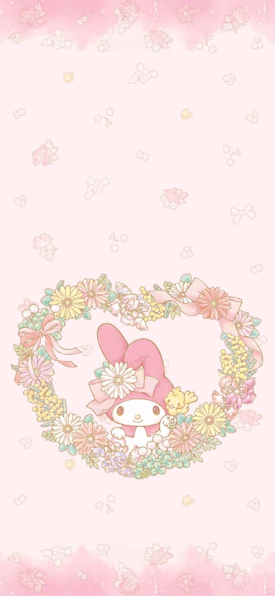 Cute My Melody Sa Floral Heart Frame Wallpaper