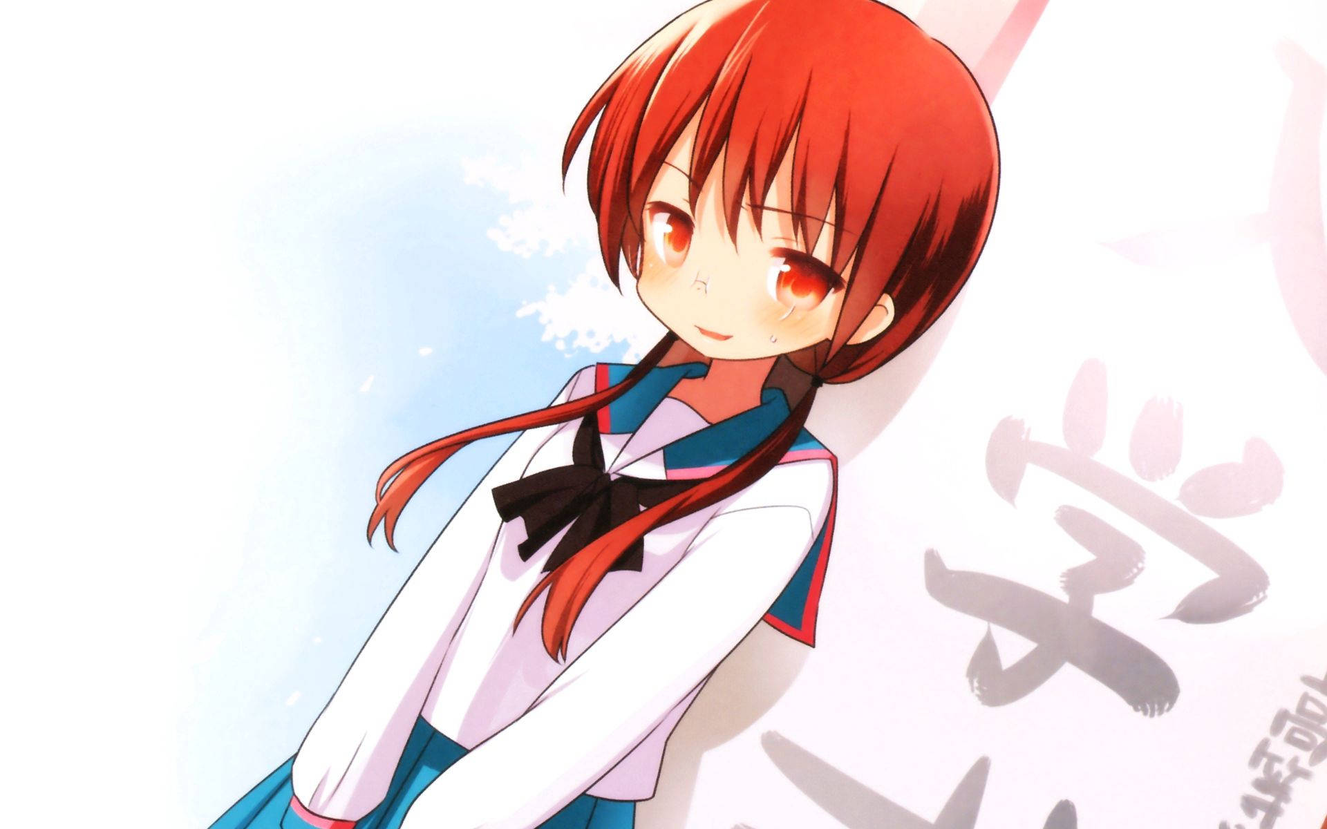 Cute na Anime Girl na may Pulang Buhok Wallpaper