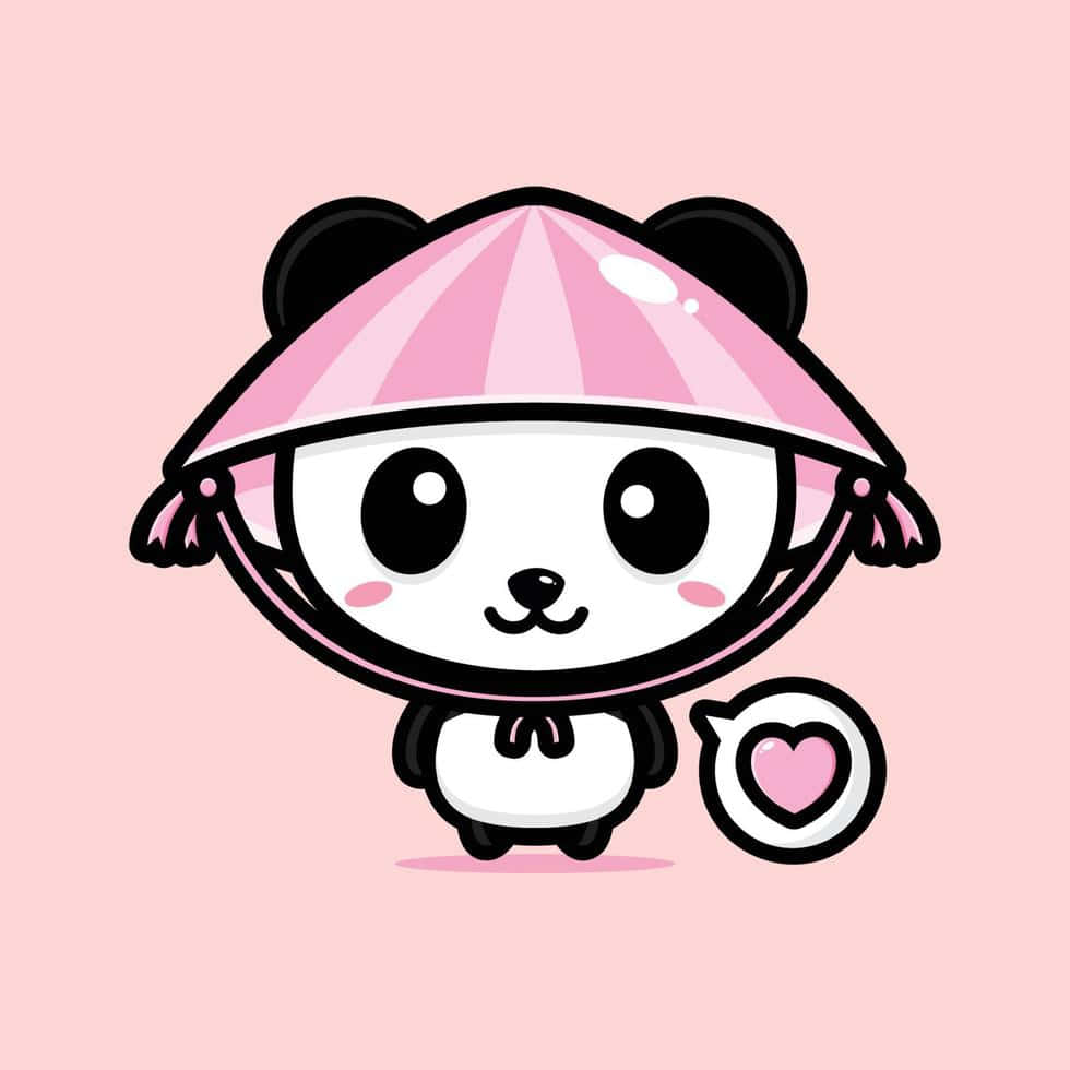 Cute na Babaeng Panda na may Sumbrero ng Magsasaka Wallpaper