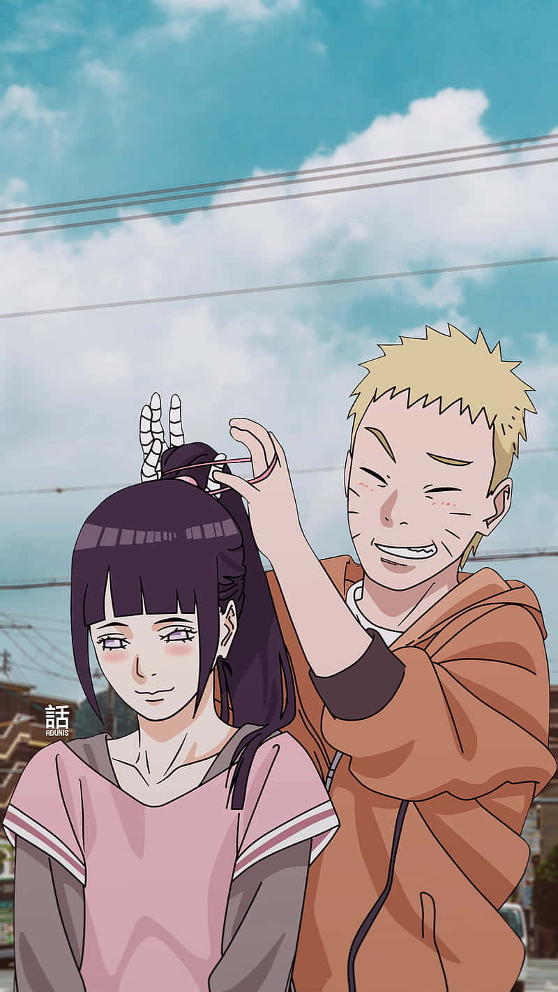 Cute na Buhok nina Naruto at Hinata Wallpaper