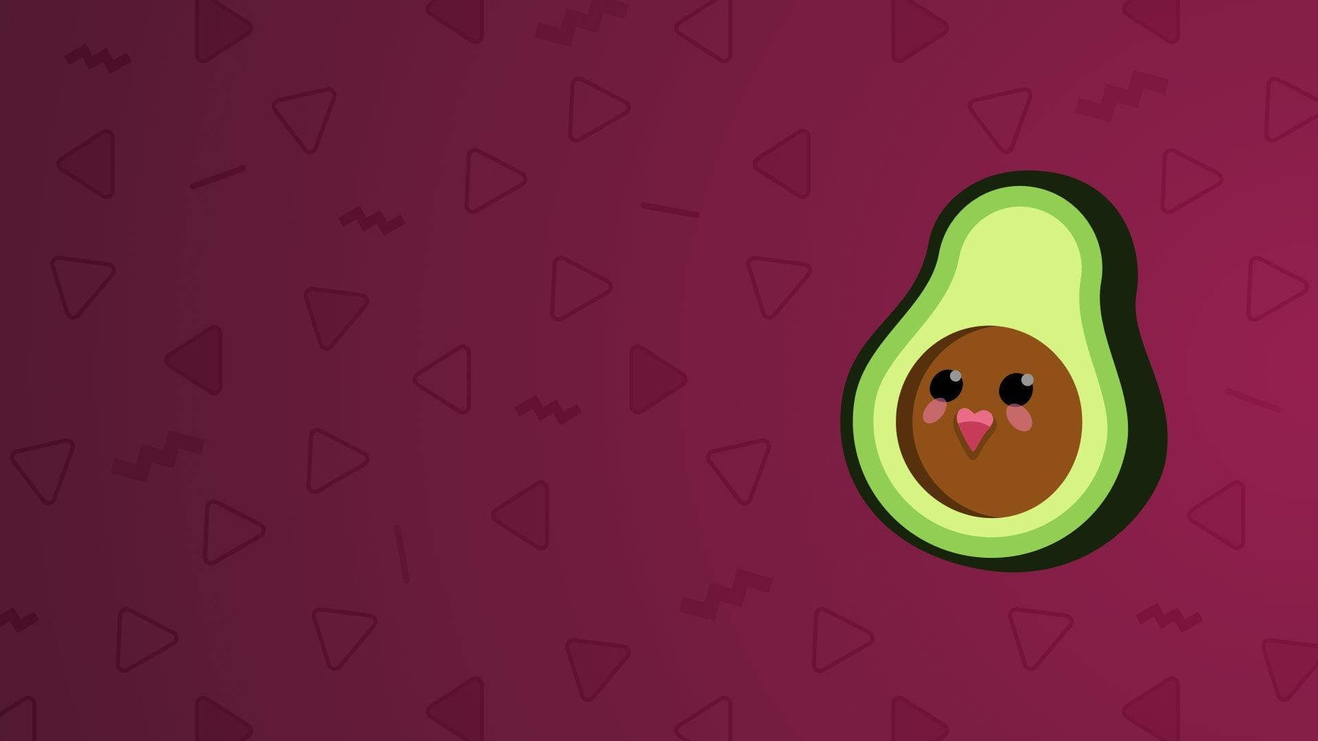 Cute na Buto ng Abokadong Nakangiti sa Maroon na Background Wallpaper