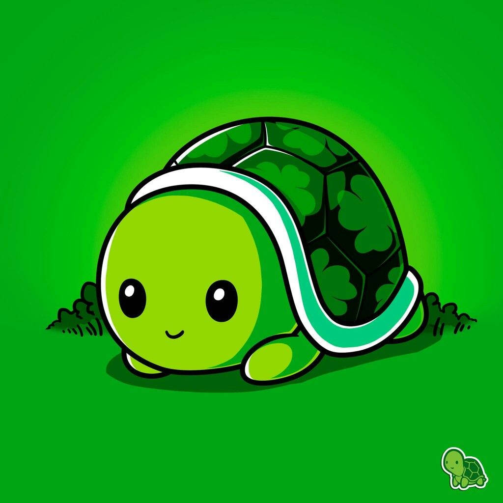 Cute na Green na Pagong Wallpaper