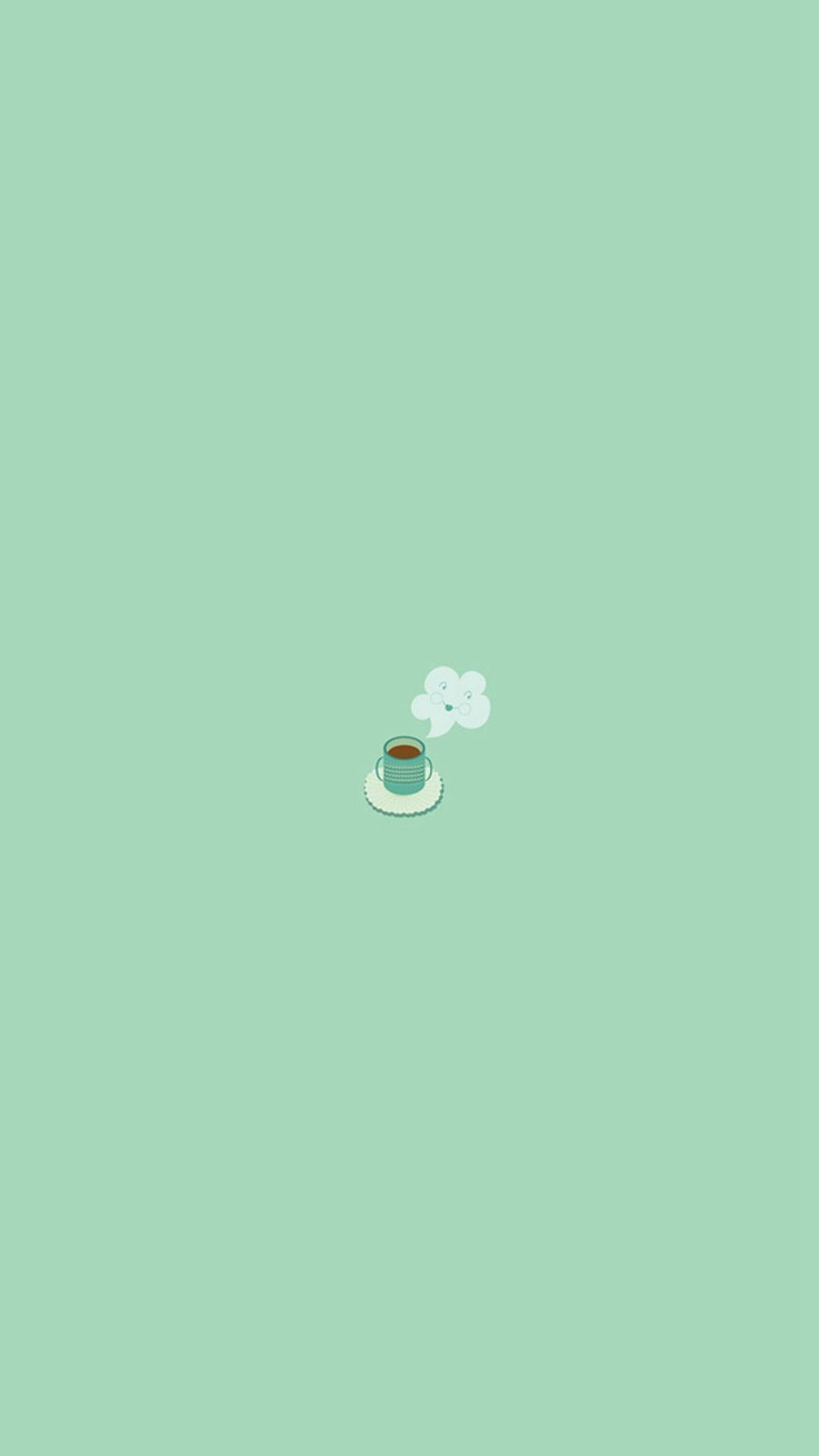 Cute na Kape Basic Pastel Green Wallpaper