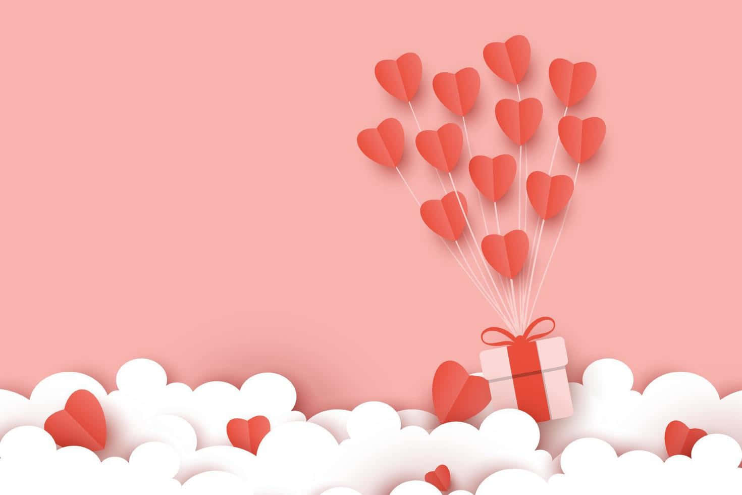 Cute na Regalo para sa Araw ng mga Puso na may Heart Balloons na Vector Art Wallpaper