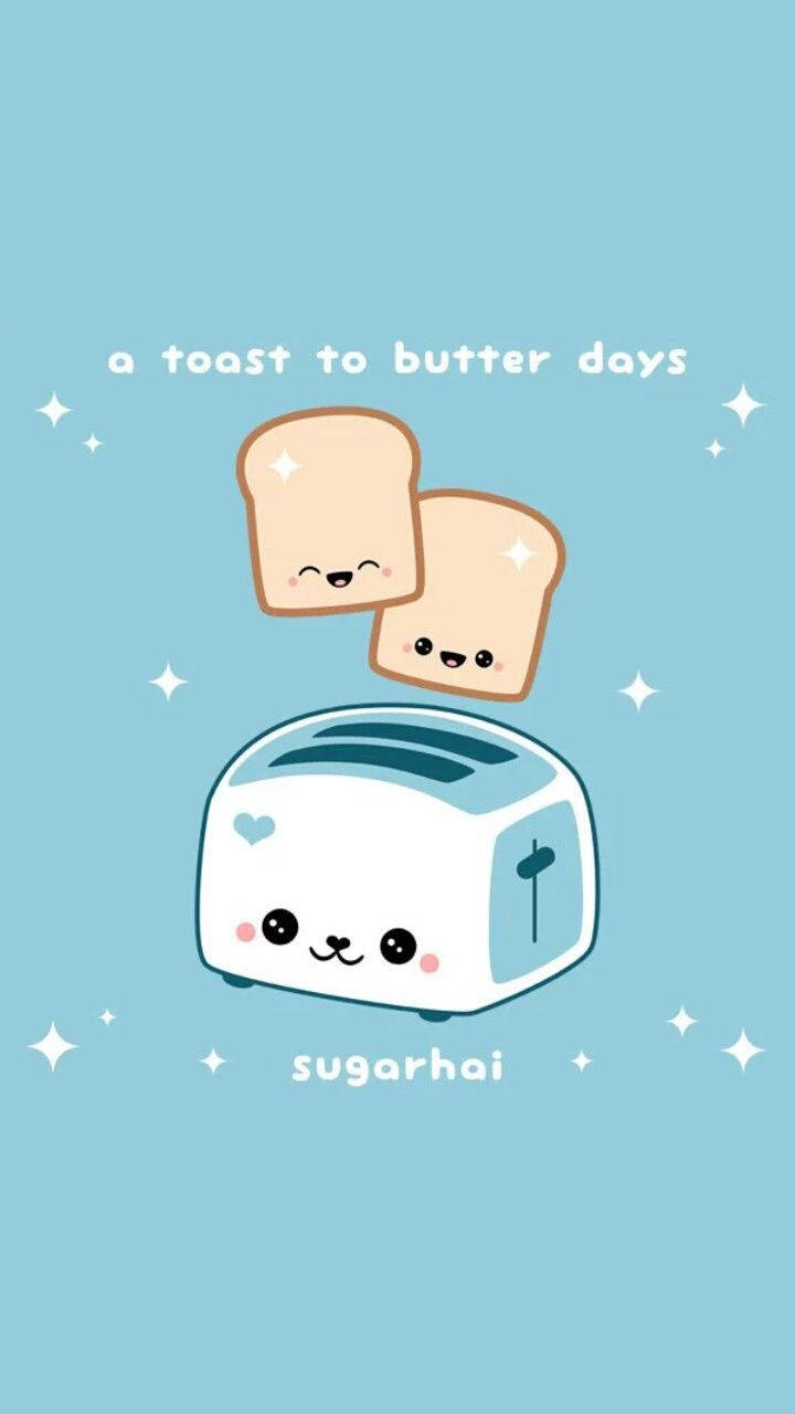 Cute na Transparent na Kawaii Toaster Aesthetic Phone Wallpaper
