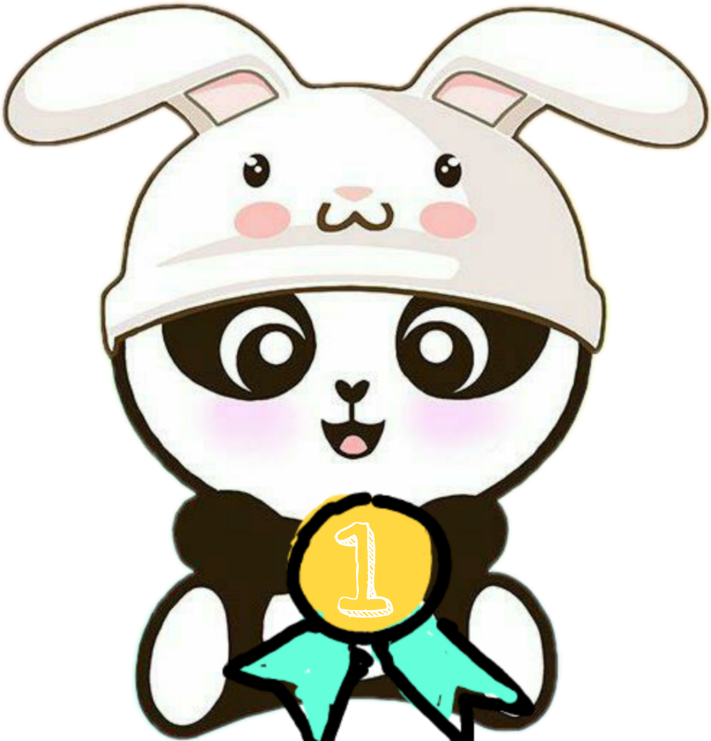 Cute Panda na may Bunny Hat na Panalo Wallpaper