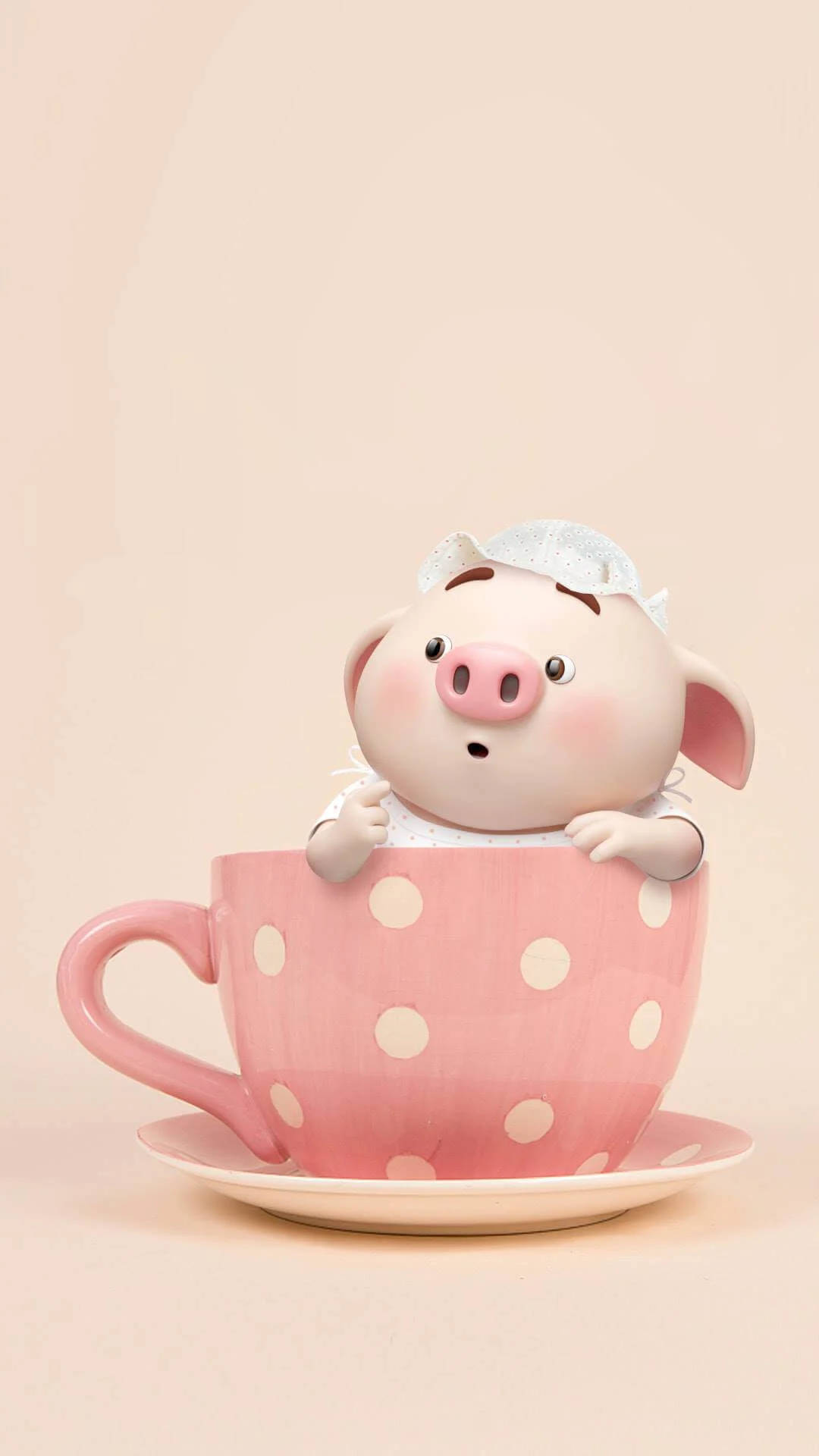 Cute Pig na Nasa Teacup Wallpaper