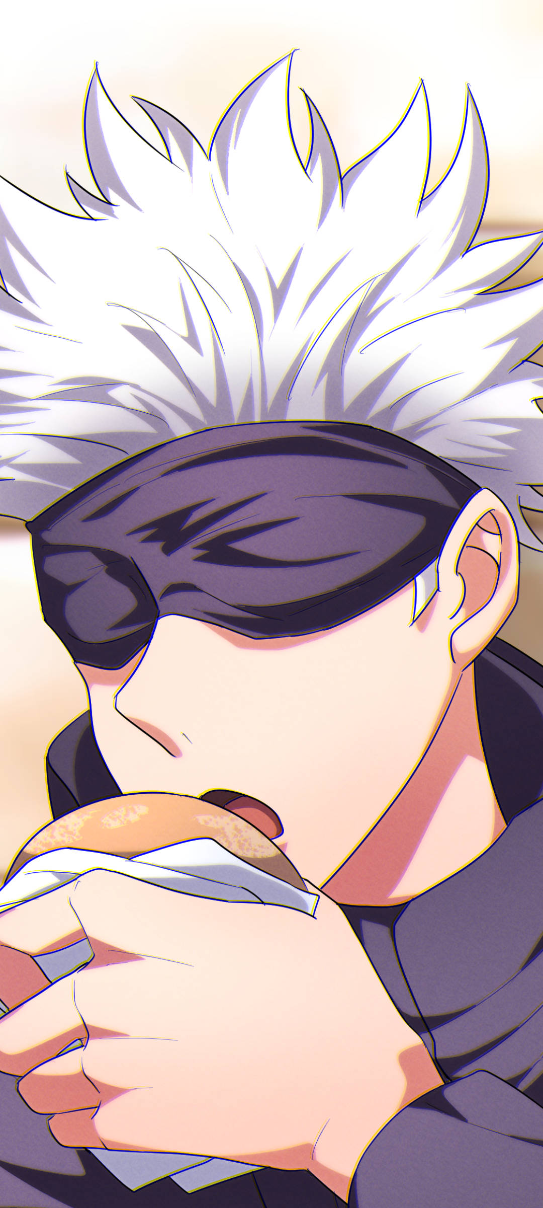 Cute Satoru Gojo Kumakain Jujutsu Kaisen Phone Wallpaper