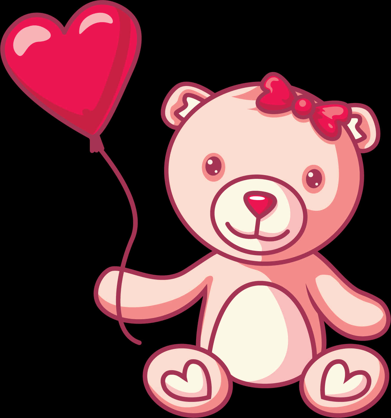 Cute Teddy Bear na may Heart Balloon Wallpaper