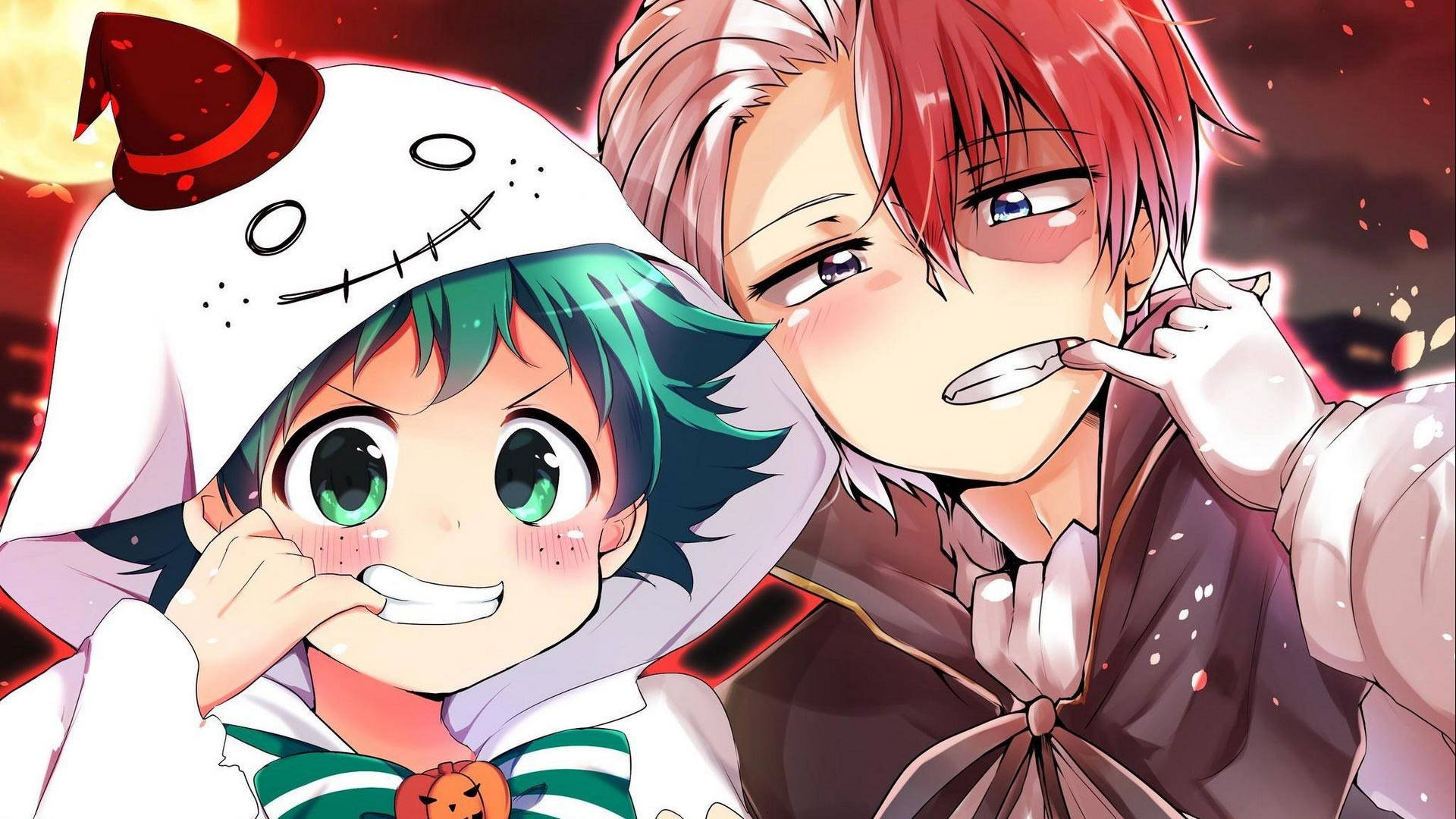 Cute Todoroki Kasama ang Batang Midoriya Wallpaper